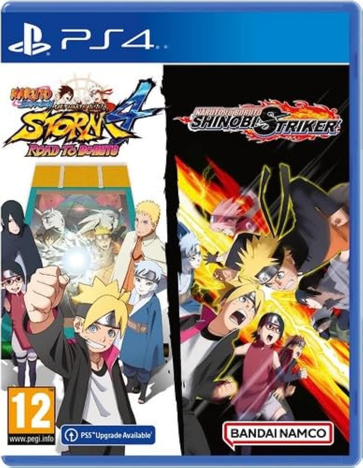 PRODUCT DETAILS 【商品情報】・商品名：Naruto Shippuden Ultimate Ninja Storm 4, Road to Boruto + Naruto to Boruto Shinobi Striker・対応機種：PlayStation 4（PS4）・仕様：北米版（NTSC-U/C）・言語：英語【コンディション】・海外直輸入品です。・パッケージに輸送によるスレ・小傷がある場合があります。 ■ 北米版ゲームについてのご注意（必ずお読みください） 【北米版 ゲームについてのご注意】こちらの商品は、北米版（海外仕様）のゲームソフトです。・PS4のゲームディスクはリージョンフリーのため、日本国内のPS4本体でもプレイいただけます。・ゲーム内の表示および音声は英語です。日本語には対応しておりません。・追加コンテンツ（DLC）やオンライン機能のご利用には、北米（海外）アカウントが必要となる場合があります。・一部のタイトルでは、お手持ちの本体・環境により正常に動作しない場合があります。・海外版であることを理由とした返品・交換はお受けできません。 ■ ご注意 ・掲載画像は実物に近い色味になるよう調整しておりますが、ご利用の環境により差異が生じる場合があります。・複数店舗で在庫を共有しているため、ご注文後に在庫切れとなる場合がございます。・海外倉庫からのお取り寄せのため、発送までに数日〜2〜3週間程度かかる場合があります。 ■ 納期についてお届けの目安を必ずご確認ください。 ご注意 海外からの輸入品となります。海外輸送のため、外箱に軽微なスレ等がある場合がございますが、商品本体には影響ございません。 ※在庫状況は仕入先の在庫情報をもとに出来る限り正確に表示しておりますが、取寄せ商品のため、タイミングによりご注文後に欠品・キャンセルとなる場合がございます。