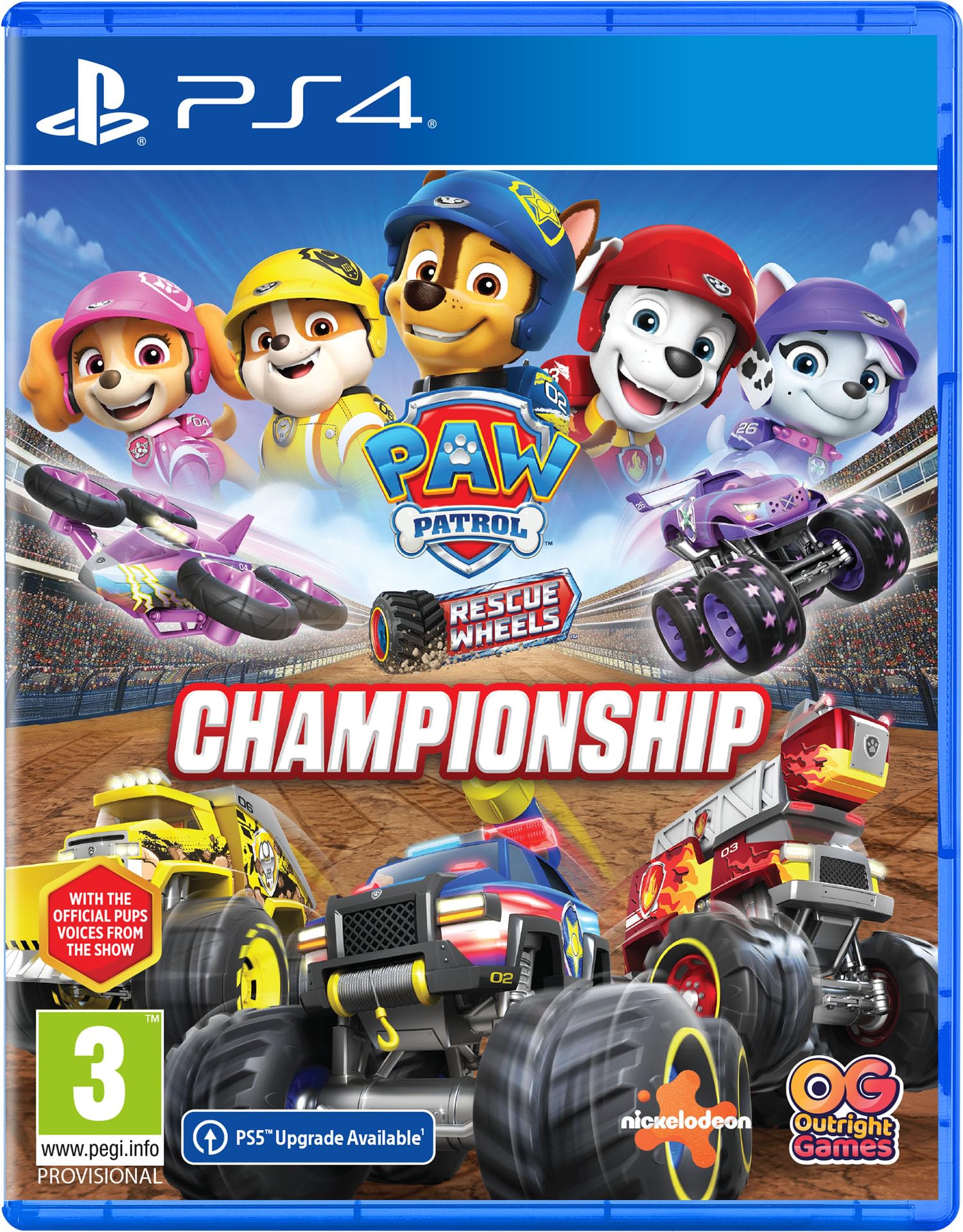 PRODUCT DETAILS 【商品情報】・商品名：PAW Patrol(TM) Rescue Wheels(TM): Championship (PlayStation 4)・対応機種：PlayStation 4（PS4）・仕様：北米版（NTSC-U/C）・言語：英語【コンディション】・海外直輸入品です。・パッケージに輸送によるスレ・小傷がある場合があります。 ■ 北米版ゲームについてのご注意（必ずお読みください） 【北米版 ゲームについてのご注意】こちらの商品は、北米版（海外仕様）のゲームソフトです。・PS4のゲームディスクはリージョンフリーのため、日本国内のPS4本体でもプレイいただけます。・ゲーム内の表示および音声は英語です。日本語には対応しておりません。・追加コンテンツ（DLC）やオンライン機能のご利用には、北米（海外）アカウントが必要となる場合があります。・一部のタイトルでは、お手持ちの本体・環境により正常に動作しない場合があります。・海外版であることを理由とした返品・交換はお受けできません。 ■ ご注意 ・掲載画像は実物に近い色味になるよう調整しておりますが、ご利用の環境により差異が生じる場合があります。・複数店舗で在庫を共有しているため、ご注文後に在庫切れとなる場合がございます。・海外倉庫からのお取り寄せのため、発送までに数日〜2〜3週間程度かかる場合があります。 ■ 納期についてお届けの目安を必ずご確認ください。 ご注意 海外からの輸入品となります。海外輸送のため、外箱に軽微なスレ等がある場合がございますが、商品本体には影響ございません。 ※在庫状況は仕入先の在庫情報をもとに出来る限り正確に表示しておりますが、取寄せ商品のため、タイミングによりご注文後に欠品・キャンセルとなる場合がございます。