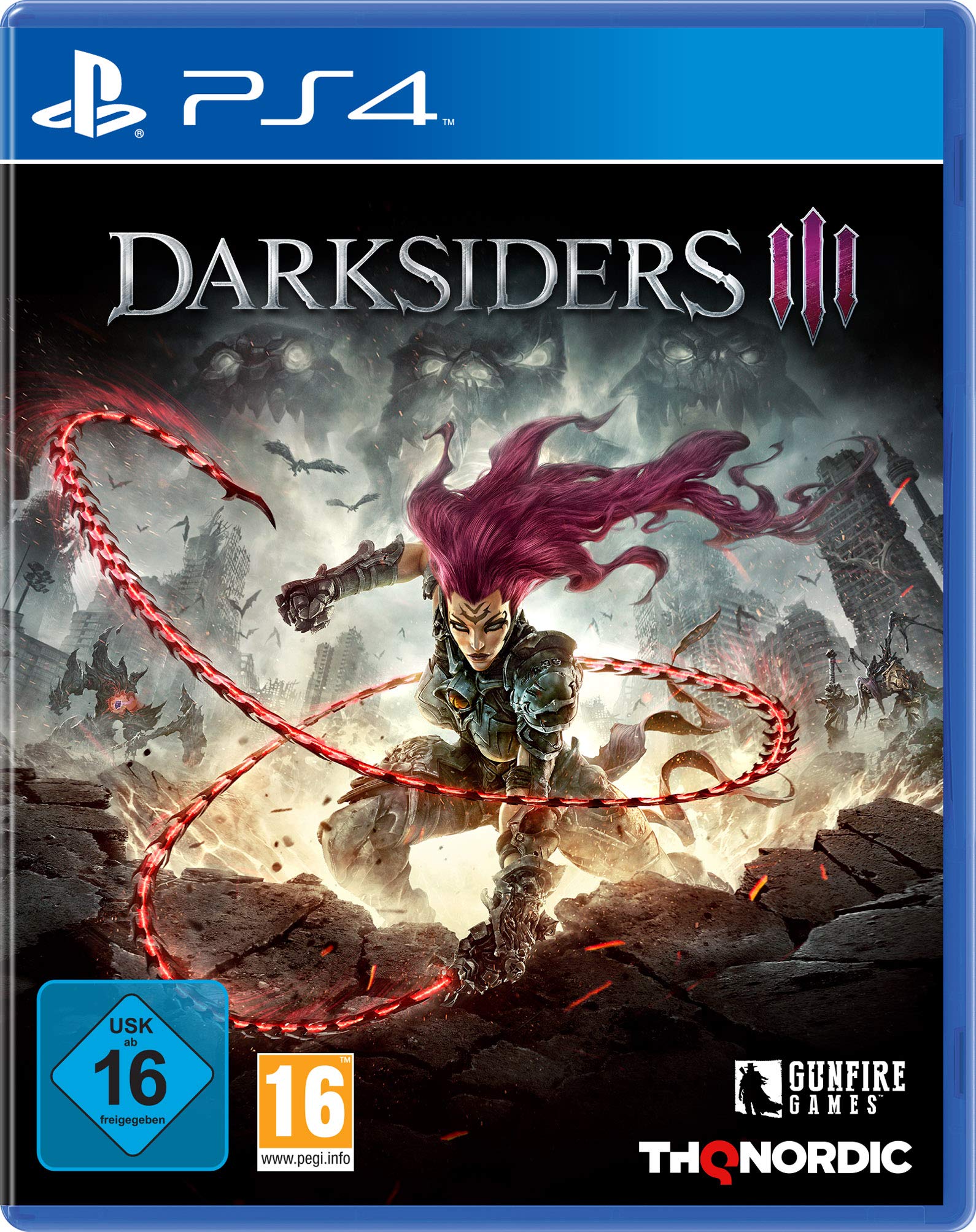 PRODUCT DETAILS 【商品情報】・商品名：Darksiders III・対応機種：PlayStation 4（PS4）・仕様：北米版（NTSC-U/C）・言語：英語【コンディション】・海外直輸入品です。・パッケージに輸送によるスレ・小傷がある場合があります。 ■ 北米版ゲームについてのご注意（必ずお読みください） 【北米版 ゲームについてのご注意】こちらの商品は、北米版（海外仕様）のゲームソフトです。・PS4のゲームディスクはリージョンフリーのため、日本国内のPS4本体でもプレイいただけます。・ゲーム内の表示および音声は英語です。日本語には対応しておりません。・追加コンテンツ（DLC）やオンライン機能のご利用には、北米（海外）アカウントが必要となる場合があります。・一部のタイトルでは、お手持ちの本体・環境により正常に動作しない場合があります。・海外版であることを理由とした返品・交換はお受けできません。 ■ ご注意 ・掲載画像は実物に近い色味になるよう調整しておりますが、ご利用の環境により差異が生じる場合があります。・複数店舗で在庫を共有しているため、ご注文後に在庫切れとなる場合がございます。・海外倉庫からのお取り寄せのため、発送までに数日〜2〜3週間程度かかる場合があります。 ■ 納期についてお届けの目安を必ずご確認ください。 ご注意 海外からの輸入品となります。海外輸送のため、外箱に軽微なスレ等がある場合がございますが、商品本体には影響ございません。 ※在庫状況は仕入先の在庫情報をもとに出来る限り正確に表示しておりますが、取寄せ商品のため、タイミングによりご注文後に欠品・キャンセルとなる場合がございます。