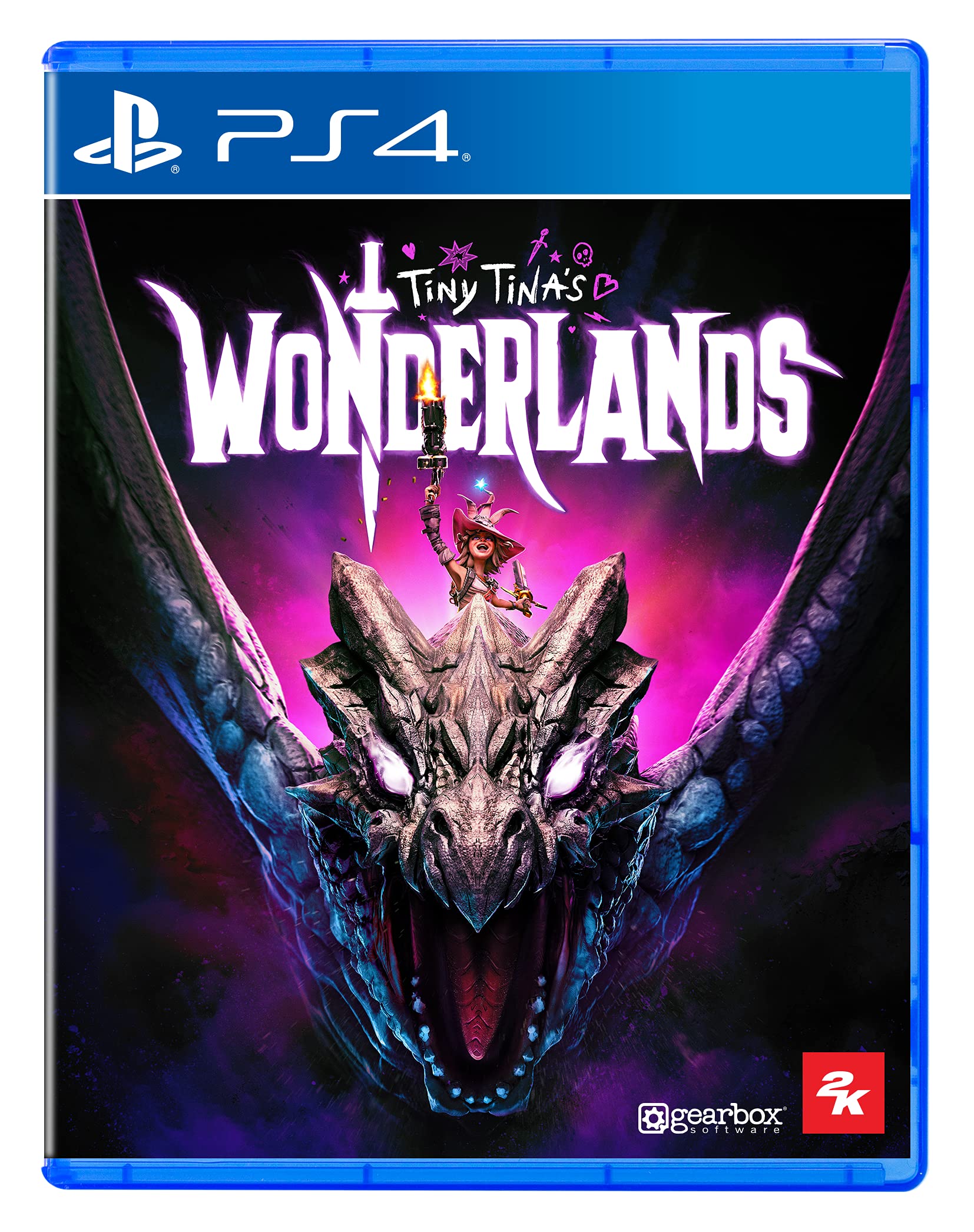 PRODUCT DETAILS 【商品情報】・商品名：Tiny Tina's Wonderlands・対応機種：PlayStation 4（PS4）・仕様：北米版（NTSC-U/C）・言語：英語【コンディション】・海外直輸入品です。・パッケージに輸送によるスレ・小傷がある場合があります。 ■ 北米版ゲームについてのご注意（必ずお読みください） 【北米版 ゲームについてのご注意】こちらの商品は、北米版（海外仕様）のゲームソフトです。・PS4のゲームディスクはリージョンフリーのため、日本国内のPS4本体でもプレイいただけます。・ゲーム内の表示および音声は英語です。日本語には対応しておりません。・追加コンテンツ（DLC）やオンライン機能のご利用には、北米（海外）アカウントが必要となる場合があります。・一部のタイトルでは、お手持ちの本体・環境により正常に動作しない場合があります。・海外版であることを理由とした返品・交換はお受けできません。 ■ ご注意 ・掲載画像は実物に近い色味になるよう調整しておりますが、ご利用の環境により差異が生じる場合があります。・複数店舗で在庫を共有しているため、ご注文後に在庫切れとなる場合がございます。・海外倉庫からのお取り寄せのため、発送までに数日〜2〜3週間程度かかる場合があります。 ■ 納期についてお届けの目安を必ずご確認ください。 ご注意 海外からの輸入品となります。海外輸送のため、外箱に軽微なスレ等がある場合がございますが、商品本体には影響ございません。 ※在庫状況は仕入先の在庫情報をもとに出来る限り正確に表示しておりますが、取寄せ商品のため、タイミングによりご注文後に欠品・キャンセルとなる場合がございます。
