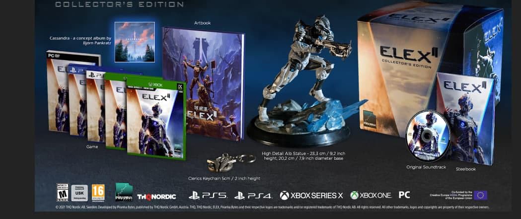 PRODUCT DETAILS 【商品情報】・商品名：Elex II Collector's Edition - PlayStation 4 + Free PlayStation 5 Upgrade・対応機種：PlayStation 4（PS4）・仕様：北米版（NTSC-U/C）・言語：英語【コンディション】・海外直輸入品です。・パッケージに輸送によるスレ・小傷がある場合があります。 ■ 北米版ゲームについてのご注意（必ずお読みください） 【北米版 ゲームについてのご注意】こちらの商品は、北米版（海外仕様）のゲームソフトです。・PS4のゲームディスクはリージョンフリーのため、日本国内のPS4本体でもプレイいただけます。・ゲーム内の表示および音声は英語です。日本語には対応しておりません。・追加コンテンツ（DLC）やオンライン機能のご利用には、北米（海外）アカウントが必要となる場合があります。・一部のタイトルでは、お手持ちの本体・環境により正常に動作しない場合があります。・海外版であることを理由とした返品・交換はお受けできません。 ■ ご注意 ・掲載画像は実物に近い色味になるよう調整しておりますが、ご利用の環境により差異が生じる場合があります。・複数店舗で在庫を共有しているため、ご注文後に在庫切れとなる場合がございます。・海外倉庫からのお取り寄せのため、発送までに数日〜2〜3週間程度かかる場合があります。 ■ 納期についてお届けの目安を必ずご確認ください。 ご注意 海外からの輸入品となります。海外輸送のため、外箱に軽微なスレ等がある場合がございますが、商品本体には影響ございません。 ※在庫状況は仕入先の在庫情報をもとに出来る限り正確に表示しておりますが、取寄せ商品のため、タイミングによりご注文後に欠品・キャンセルとなる場合がございます。