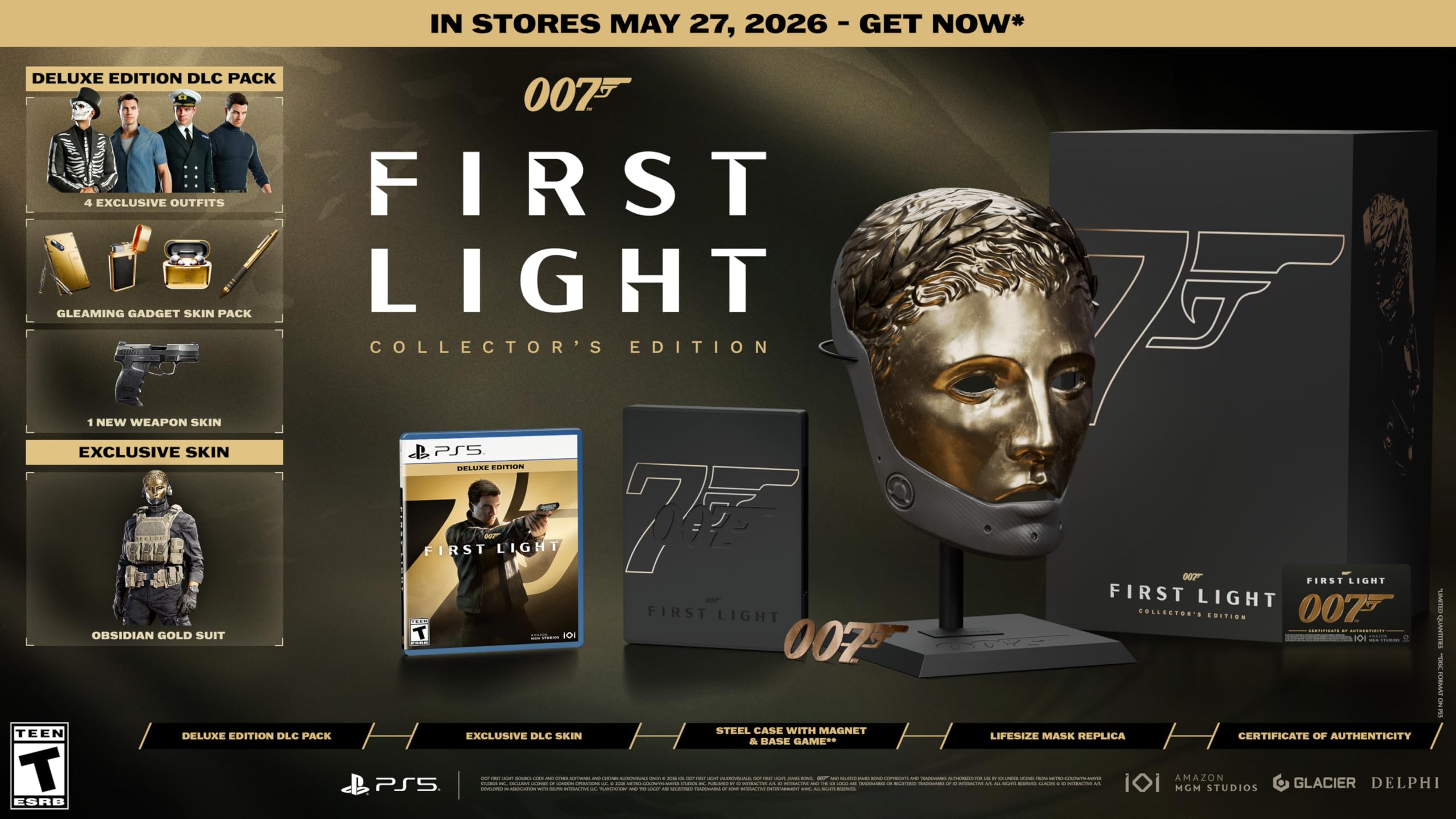 PRODUCT DETAILS 【商品情報】・商品名：007 First Light - Collector's Edition - PlayStation 5・対応機種：PlayStation 5（PS5）・仕様：北米版・言語：英語【コンディション】・海外直輸入品です。・パッケージに輸送によるスレ・小傷がある場合があります。 ■ 北米版ゲームについてのご注意（必ずお読みください） 【北米版 ゲームについてのご注意】こちらの商品は、北米版（海外仕様）のゲームソフトです。・PS5のゲームディスクはリージョンフリーのため、日本国内のPS5本体でもプレイいただけます。・ディスク版のため、ディスクドライブ非搭載のPS5 Digital Editionではご利用いただけません。・ゲーム内の表示および音声は英語です。日本語には対応しておりません。・追加コンテンツ（DLC）やオンライン機能のご利用には、北米（海外）アカウントが必要となる場合があります。・一部のタイトルでは、お手持ちの本体・環境により正常に動作しない場合があります。・海外版であることを理由とした返品・交換はお受けできません。 ■ ご注意 ・掲載画像は実物に近い色味になるよう調整しておりますが、ご利用の環境により差異が生じる場合があります。・複数店舗で在庫を共有しているため、ご注文後に在庫切れとなる場合がございます。・海外倉庫からのお取り寄せのため、発送までに数日〜2〜3週間程度かかる場合があります。 ■ 納期についてお届けの目安を必ずご確認ください。 ご注意 海外からの輸入品となります。海外輸送のため、外箱に軽微なスレ等がある場合がございますが、商品本体には影響ございません。 ※在庫状況は仕入先の在庫情報をもとに出来る限り正確に表示しておりますが、取寄せ商品のため、タイミングによりご注文後に欠品・キャンセルとなる場合がございます。