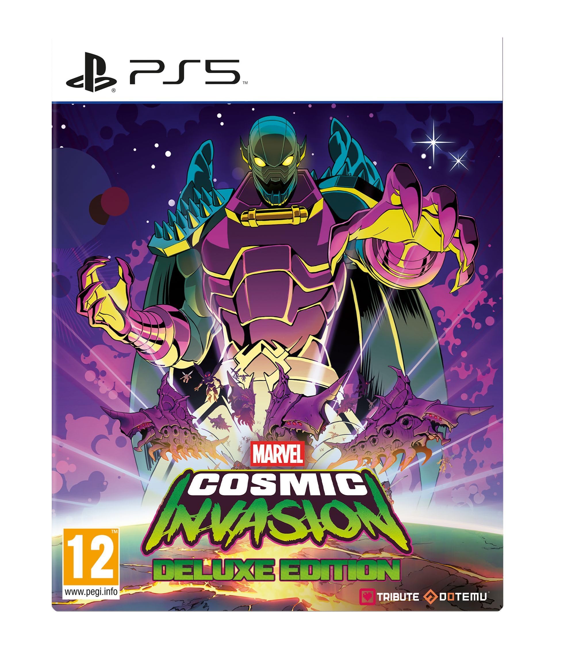 PRODUCT DETAILS 【商品情報】・商品名：Marvel Cosmic Invasion Deluxe Edition - PS5・対応機種：PlayStation 5（PS5）・仕様：北米版・言語：英語【コンディション】・海外直輸入品です。・パッケージに輸送によるスレ・小傷がある場合があります。 ■ 北米版ゲームについてのご注意（必ずお読みください） 【北米版 ゲームについてのご注意】こちらの商品は、北米版（海外仕様）のゲームソフトです。・PS5のゲームディスクはリージョンフリーのため、日本国内のPS5本体でもプレイいただけます。・ディスク版のため、ディスクドライブ非搭載のPS5 Digital Editionではご利用いただけません。・ゲーム内の表示および音声は英語です。日本語には対応しておりません。・追加コンテンツ（DLC）やオンライン機能のご利用には、北米（海外）アカウントが必要となる場合があります。・一部のタイトルでは、お手持ちの本体・環境により正常に動作しない場合があります。・海外版であることを理由とした返品・交換はお受けできません。 ■ ご注意 ・掲載画像は実物に近い色味になるよう調整しておりますが、ご利用の環境により差異が生じる場合があります。・複数店舗で在庫を共有しているため、ご注文後に在庫切れとなる場合がございます。・海外倉庫からのお取り寄せのため、発送までに数日〜2〜3週間程度かかる場合があります。 ■ 納期についてお届けの目安を必ずご確認ください。 ご注意 海外からの輸入品となります。海外輸送のため、外箱に軽微なスレ等がある場合がございますが、商品本体には影響ございません。 ※在庫状況は仕入先の在庫情報をもとに出来る限り正確に表示しておりますが、取寄せ商品のため、タイミングによりご注文後に欠品・キャンセルとなる場合がございます。