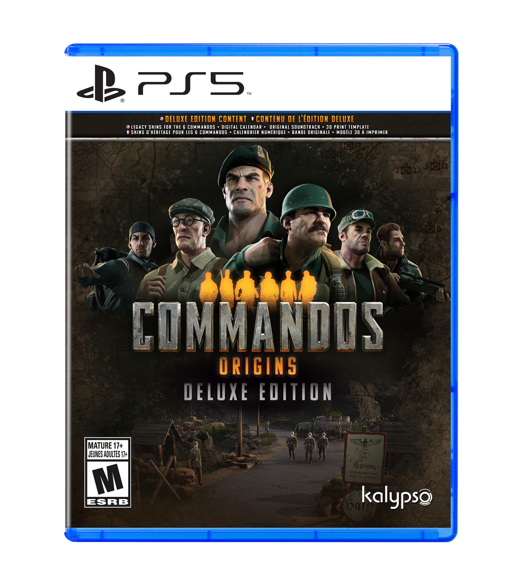 PRODUCT DETAILS 【商品情報】・商品名：Commandos: Origins - Deluxe Edition PlayStation 5・対応機種：PlayStation 5（PS5）・仕様：北米版・言語：英語【コンディション】・海外直輸入品です。・パッケージに輸送によるスレ・小傷がある場合があります。 ■ 北米版ゲームについてのご注意（必ずお読みください） 【北米版 ゲームについてのご注意】こちらの商品は、北米版（海外仕様）のゲームソフトです。・PS5のゲームディスクはリージョンフリーのため、日本国内のPS5本体でもプレイいただけます。・ディスク版のため、ディスクドライブ非搭載のPS5 Digital Editionではご利用いただけません。・ゲーム内の表示および音声は英語です。日本語には対応しておりません。・追加コンテンツ（DLC）やオンライン機能のご利用には、北米（海外）アカウントが必要となる場合があります。・一部のタイトルでは、お手持ちの本体・環境により正常に動作しない場合があります。・海外版であることを理由とした返品・交換はお受けできません。 ■ ご注意 ・掲載画像は実物に近い色味になるよう調整しておりますが、ご利用の環境により差異が生じる場合があります。・複数店舗で在庫を共有しているため、ご注文後に在庫切れとなる場合がございます。・海外倉庫からのお取り寄せのため、発送までに数日〜2〜3週間程度かかる場合があります。 ■ 納期についてお届けの目安を必ずご確認ください。 ご注意 海外からの輸入品となります。海外輸送のため、外箱に軽微なスレ等がある場合がございますが、商品本体には影響ございません。 ※在庫状況は仕入先の在庫情報をもとに出来る限り正確に表示しておりますが、取寄せ商品のため、タイミングによりご注文後に欠品・キャンセルとなる場合がございます。