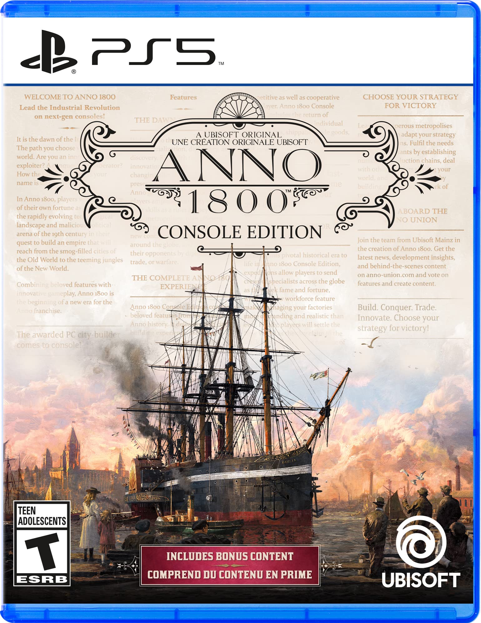 PRODUCT DETAILS 【商品情報】・商品名：Anno 1800 - Standard Edition, PlayStation 5・対応機種：PlayStation 5（PS5）・仕様：北米版・言語：英語【コンディション】・海外直輸入品です。・パッケージに輸送によるスレ・小傷がある場合があります。 ■ 北米版ゲームについてのご注意（必ずお読みください） 【北米版 ゲームについてのご注意】こちらの商品は、北米版（海外仕様）のゲームソフトです。・PS5のゲームディスクはリージョンフリーのため、日本国内のPS5本体でもプレイいただけます。・ディスク版のため、ディスクドライブ非搭載のPS5 Digital Editionではご利用いただけません。・ゲーム内の表示および音声は英語です。日本語には対応しておりません。・追加コンテンツ（DLC）やオンライン機能のご利用には、北米（海外）アカウントが必要となる場合があります。・一部のタイトルでは、お手持ちの本体・環境により正常に動作しない場合があります。・海外版であることを理由とした返品・交換はお受けできません。 ■ ご注意 ・掲載画像は実物に近い色味になるよう調整しておりますが、ご利用の環境により差異が生じる場合があります。・複数店舗で在庫を共有しているため、ご注文後に在庫切れとなる場合がございます。・海外倉庫からのお取り寄せのため、発送までに数日〜2〜3週間程度かかる場合があります。 ■ 納期についてお届けの目安を必ずご確認ください。 ご注意 海外からの輸入品となります。海外輸送のため、外箱に軽微なスレ等がある場合がございますが、商品本体には影響ございません。 ※在庫状況は仕入先の在庫情報をもとに出来る限り正確に表示しておりますが、取寄せ商品のため、タイミングによりご注文後に欠品・キャンセルとなる場合がございます。