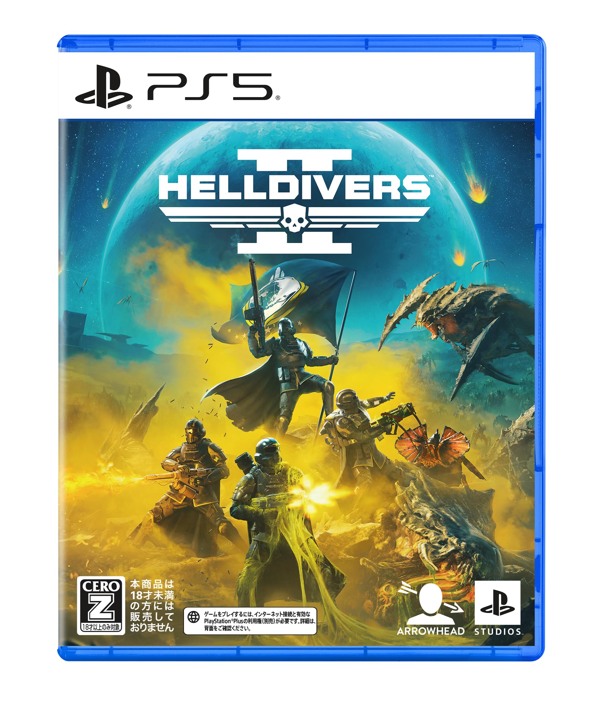 PRODUCT DETAILS 【商品情報】・商品名：Helldivers II・対応機種：PlayStation 5（PS5）・仕様：北米版・言語：英語【コンディション】・海外直輸入品です。・パッケージに輸送によるスレ・小傷がある場合があります。 ■ 北米版ゲームについてのご注意（必ずお読みください） 【北米版 ゲームについてのご注意】こちらの商品は、北米版（海外仕様）のゲームソフトです。・PS5のゲームディスクはリージョンフリーのため、日本国内のPS5本体でもプレイいただけます。・ディスク版のため、ディスクドライブ非搭載のPS5 Digital Editionではご利用いただけません。・ゲーム内の表示および音声は英語です。日本語には対応しておりません。・追加コンテンツ（DLC）やオンライン機能のご利用には、北米（海外）アカウントが必要となる場合があります。・一部のタイトルでは、お手持ちの本体・環境により正常に動作しない場合があります。・海外版であることを理由とした返品・交換はお受けできません。 ■ ご注意 ・掲載画像は実物に近い色味になるよう調整しておりますが、ご利用の環境により差異が生じる場合があります。・複数店舗で在庫を共有しているため、ご注文後に在庫切れとなる場合がございます。・海外倉庫からのお取り寄せのため、発送までに数日〜2〜3週間程度かかる場合があります。 ■ 納期についてお届けの目安を必ずご確認ください。 ご注意 海外からの輸入品となります。海外輸送のため、外箱に軽微なスレ等がある場合がございますが、商品本体には影響ございません。 ※在庫状況は仕入先の在庫情報をもとに出来る限り正確に表示しておりますが、取寄せ商品のため、タイミングによりご注文後に欠品・キャンセルとなる場合がございます。