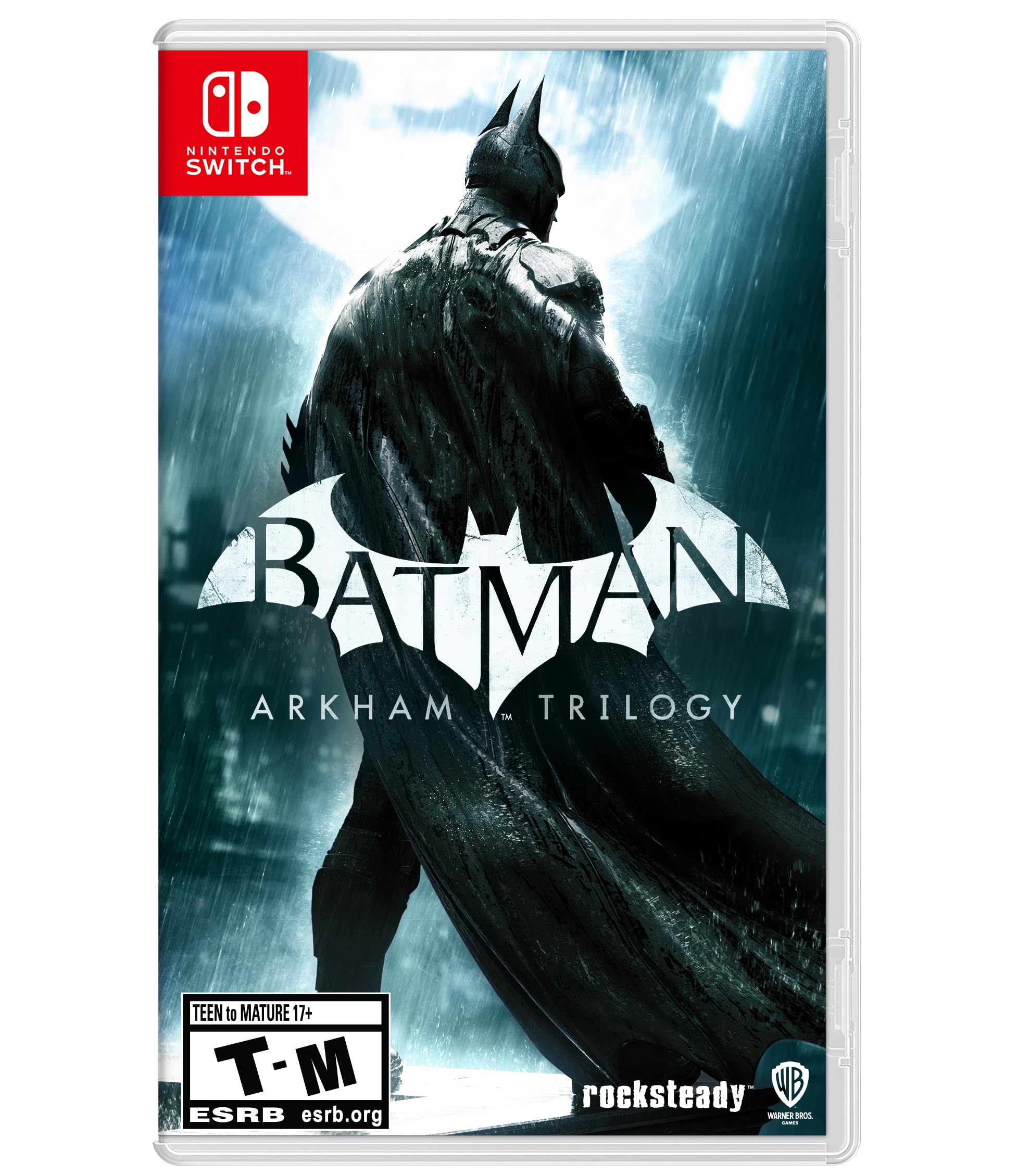 PRODUCT DETAILS 【商品情報】・商品名：Batman: Arkham Trilogy・対応機種：Nintendo Switch（ニンテンドースイッチ）・仕様：北米版・言語：英語【コンディション】・海外直輸入品です。・パッケージに輸送によるスレ・小傷がある場合があります。 ■ 日本国内のSwitch本体でプレイいただけます Nintendo Switchはリージョンフリーのため、北米版のゲームカードも日本国内で購入された本体でそのままプレイいただけます。 ■ 北米版ゲームについてのご注意（必ずお読みください） ・ゲーム内の表示および音声は英語です。タイトルによっては日本語に対応していない場合があります。・パッケージ・取扱説明書はすべて英語表記です。・追加コンテンツ（DLC）やオンライン機能のご利用には、北米（海外）のニンテンドーアカウントが必要となる場合があります。・日本国内で購入されたダウンロード版・セーブデータとの互換については保証いたしかねます。・海外版であることを理由とした返品・交換はお受けできません。 ■ ご注意 ・掲載画像は実物に近い色味になるよう調整しておりますが、ご利用の環境により差異が生じる場合があります。・複数店舗で在庫を共有しているため、ご注文後に在庫切れとなる場合がございます。・海外倉庫からのお取り寄せのため、発送までに数日〜2〜3週間程度かかる場合があります。 ■ 納期についてお届けの目安を必ずご確認ください。 ご注意 海外からの輸入品となります。海外輸送のため、外箱に軽微なスレ等がある場合がございますが、商品本体には影響ございません。 ※在庫状況は仕入先の在庫情報をもとに出来る限り正確に表示しておりますが、取寄せ商品のため、タイミングによりご注文後に欠品・キャンセルとなる場合がございます。