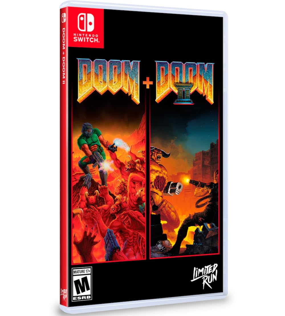 PRODUCT DETAILS 【商品情報】・商品名：DOOM + DOOM II (Limited Run Games 283) - for Nintendo Switch・対応機種：Nintendo Switch（ニンテンドースイッチ）・仕様：北米版・言語：英語【コンディション】・海外直輸入品です。・パッケージに輸送によるスレ・小傷がある場合があります。 ■ 日本国内のSwitch本体でプレイいただけます Nintendo Switchはリージョンフリーのため、北米版のゲームカードも日本国内で購入された本体でそのままプレイいただけます。 ■ 北米版ゲームについてのご注意（必ずお読みください） ・ゲーム内の表示および音声は英語です。タイトルによっては日本語に対応していない場合があります。・パッケージ・取扱説明書はすべて英語表記です。・追加コンテンツ（DLC）やオンライン機能のご利用には、北米（海外）のニンテンドーアカウントが必要となる場合があります。・日本国内で購入されたダウンロード版・セーブデータとの互換については保証いたしかねます。・海外版であることを理由とした返品・交換はお受けできません。 ■ ご注意 ・掲載画像は実物に近い色味になるよう調整しておりますが、ご利用の環境により差異が生じる場合があります。・複数店舗で在庫を共有しているため、ご注文後に在庫切れとなる場合がございます。・海外倉庫からのお取り寄せのため、発送までに数日〜2〜3週間程度かかる場合があります。 ■ 納期についてお届けの目安を必ずご確認ください。 ご注意 海外からの輸入品となります。海外輸送のため、外箱に軽微なスレ等がある場合がございますが、商品本体には影響ございません。 ※在庫状況は仕入先の在庫情報をもとに出来る限り正確に表示しておりますが、取寄せ商品のため、タイミングによりご注文後に欠品・キャンセルとなる場合がございます。