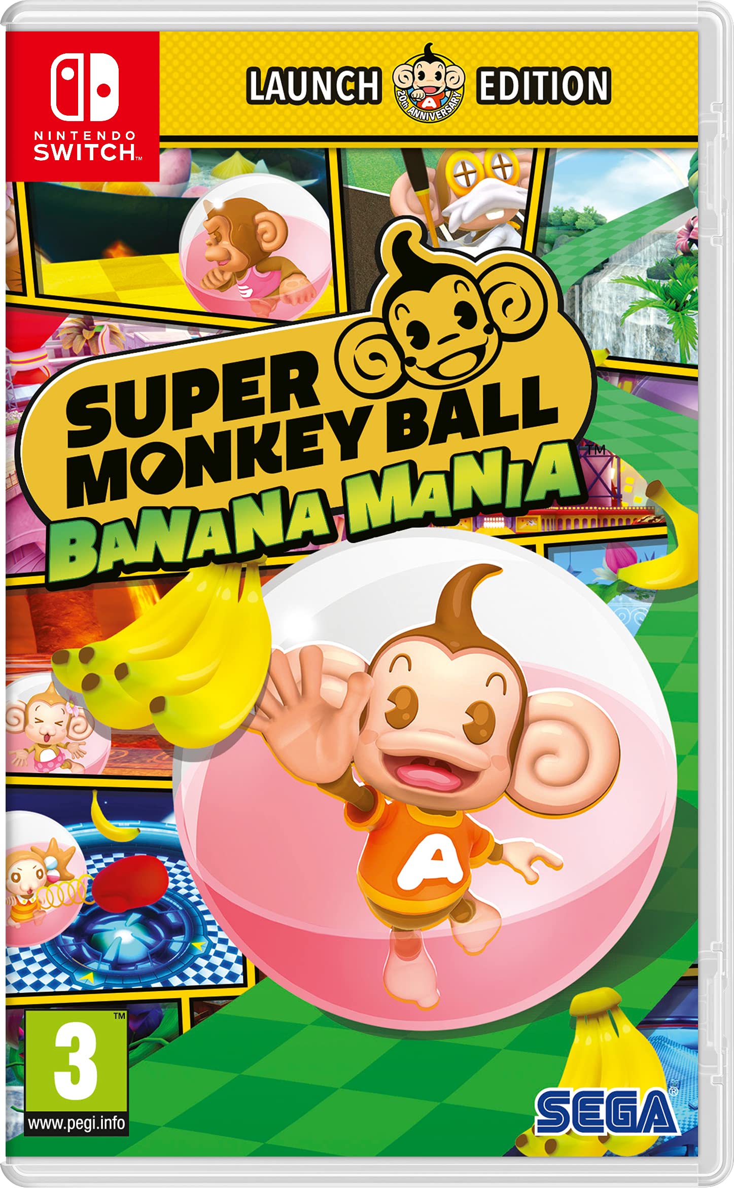 PRODUCT DETAILS 【商品情報】・商品名：Super Monkey Ball Banana Mania: Launch Edition (Nintendo Switch)・対応機種：Nintendo Switch（ニンテンドースイッチ）・仕様：北米版・言語：英語【コンディション】・海外直輸入品です。・パッケージに輸送によるスレ・小傷がある場合があります。 ■ 日本国内のSwitch本体でプレイいただけます Nintendo Switchはリージョンフリーのため、北米版のゲームカードも日本国内で購入された本体でそのままプレイいただけます。 ■ 北米版ゲームについてのご注意（必ずお読みください） ・ゲーム内の表示および音声は英語です。タイトルによっては日本語に対応していない場合があります。・パッケージ・取扱説明書はすべて英語表記です。・追加コンテンツ（DLC）やオンライン機能のご利用には、北米（海外）のニンテンドーアカウントが必要となる場合があります。・日本国内で購入されたダウンロード版・セーブデータとの互換については保証いたしかねます。・海外版であることを理由とした返品・交換はお受けできません。 ■ ご注意 ・掲載画像は実物に近い色味になるよう調整しておりますが、ご利用の環境により差異が生じる場合があります。・複数店舗で在庫を共有しているため、ご注文後に在庫切れとなる場合がございます。・海外倉庫からのお取り寄せのため、発送までに数日〜2〜3週間程度かかる場合があります。 ■ 納期についてお届けの目安を必ずご確認ください。 ご注意 海外からの輸入品となります。海外輸送のため、外箱に軽微なスレ等がある場合がございますが、商品本体には影響ございません。 ※在庫状況は仕入先の在庫情報をもとに出来る限り正確に表示しておりますが、取寄せ商品のため、タイミングによりご注文後に欠品・キャンセルとなる場合がございます。