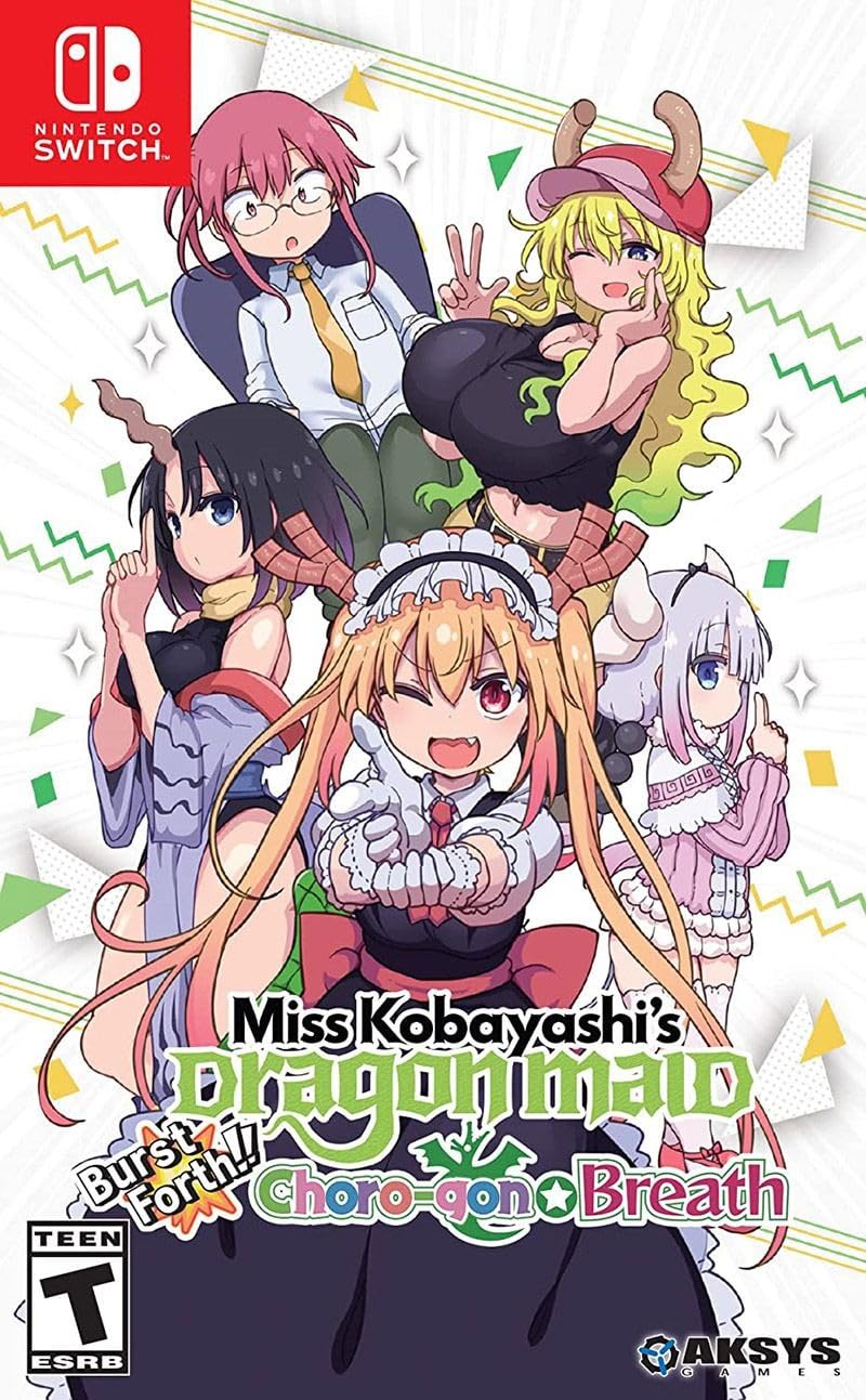PRODUCT DETAILS 【商品情報】・商品名：Miss Kobayashi's Dragon Maid: Burst Forth!! Choro-gon☆Breath (Switch)・対応機種：Nintendo Switch（ニンテンドースイッチ）・仕様：北米版・言語：英語【コンディション】・海外直輸入品です。・パッケージに輸送によるスレ・小傷がある場合があります。 ■ 日本国内のSwitch本体でプレイいただけます Nintendo Switchはリージョンフリーのため、北米版のゲームカードも日本国内で購入された本体でそのままプレイいただけます。 ■ 北米版ゲームについてのご注意（必ずお読みください） ・ゲーム内の表示および音声は英語です。タイトルによっては日本語に対応していない場合があります。・パッケージ・取扱説明書はすべて英語表記です。・追加コンテンツ（DLC）やオンライン機能のご利用には、北米（海外）のニンテンドーアカウントが必要となる場合があります。・日本国内で購入されたダウンロード版・セーブデータとの互換については保証いたしかねます。・海外版であることを理由とした返品・交換はお受けできません。 ■ ご注意 ・掲載画像は実物に近い色味になるよう調整しておりますが、ご利用の環境により差異が生じる場合があります。・複数店舗で在庫を共有しているため、ご注文後に在庫切れとなる場合がございます。・海外倉庫からのお取り寄せのため、発送までに数日〜2〜3週間程度かかる場合があります。 ■ 納期についてお届けの目安を必ずご確認ください。 ご注意 海外からの輸入品となります。海外輸送のため、外箱に軽微なスレ等がある場合がございますが、商品本体には影響ございません。 ※在庫状況は仕入先の在庫情報をもとに出来る限り正確に表示しておりますが、取寄せ商品のため、タイミングによりご注文後に欠品・キャンセルとなる場合がございます。