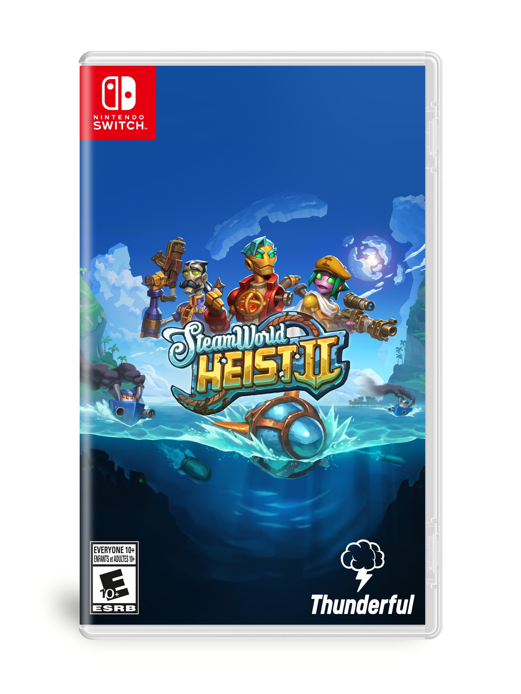 PRODUCT DETAILS 【商品情報】・商品名：SteamWorld Heist II - Nintendo Switch・対応機種：Nintendo Switch（ニンテンドースイッチ）・仕様：北米版・言語：英語【コンディション】・海外直輸入品です。・パッケージに輸送によるスレ・小傷がある場合があります。 ■ 日本国内のSwitch本体でプレイいただけます Nintendo Switchはリージョンフリーのため、北米版のゲームカードも日本国内で購入された本体でそのままプレイいただけます。 ■ 北米版ゲームについてのご注意（必ずお読みください） ・ゲーム内の表示および音声は英語です。タイトルによっては日本語に対応していない場合があります。・パッケージ・取扱説明書はすべて英語表記です。・追加コンテンツ（DLC）やオンライン機能のご利用には、北米（海外）のニンテンドーアカウントが必要となる場合があります。・日本国内で購入されたダウンロード版・セーブデータとの互換については保証いたしかねます。・海外版であることを理由とした返品・交換はお受けできません。 ■ ご注意 ・掲載画像は実物に近い色味になるよう調整しておりますが、ご利用の環境により差異が生じる場合があります。・複数店舗で在庫を共有しているため、ご注文後に在庫切れとなる場合がございます。・海外倉庫からのお取り寄せのため、発送までに数日〜2〜3週間程度かかる場合があります。 ■ 納期についてお届けの目安を必ずご確認ください。 ご注意 海外からの輸入品となります。海外輸送のため、外箱に軽微なスレ等がある場合がございますが、商品本体には影響ございません。 ※在庫状況は仕入先の在庫情報をもとに出来る限り正確に表示しておりますが、取寄せ商品のため、タイミングによりご注文後に欠品・キャンセルとなる場合がございます。