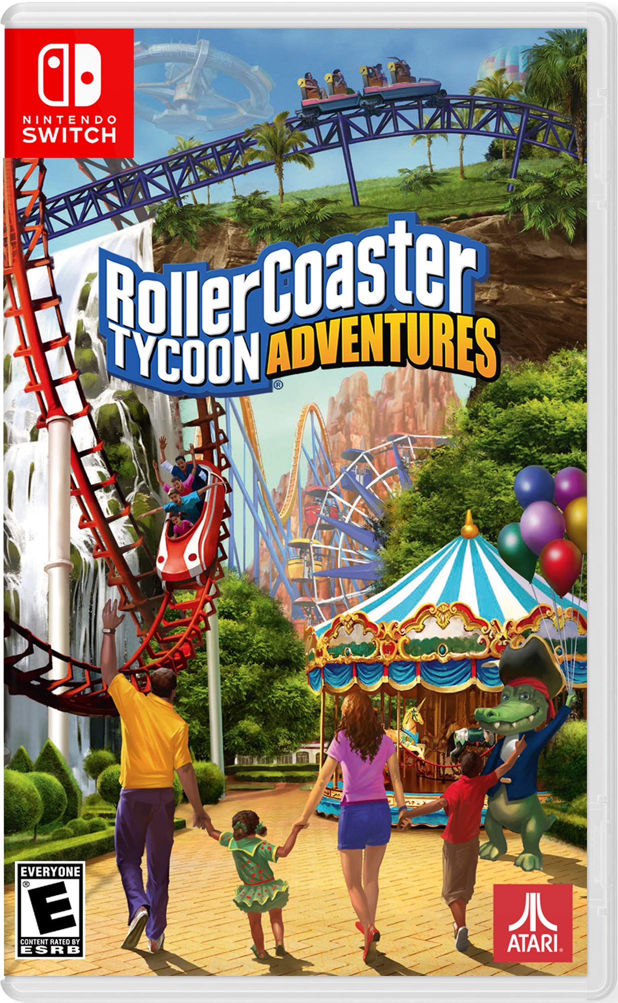PRODUCT DETAILS 【商品情報】・商品名：Rollercoaster Tycoon: Adventures - Nintendo Switch Standard Edition・対応機種：Nintendo Switch（ニンテンドースイッチ）・仕様：北米版・言語：英語【コンディション】・海外直輸入品です。・パッケージに輸送によるスレ・小傷がある場合があります。 ■ 日本国内のSwitch本体でプレイいただけます Nintendo Switchはリージョンフリーのため、北米版のゲームカードも日本国内で購入された本体でそのままプレイいただけます。 ■ 北米版ゲームについてのご注意（必ずお読みください） ・ゲーム内の表示および音声は英語です。タイトルによっては日本語に対応していない場合があります。・パッケージ・取扱説明書はすべて英語表記です。・追加コンテンツ（DLC）やオンライン機能のご利用には、北米（海外）のニンテンドーアカウントが必要となる場合があります。・日本国内で購入されたダウンロード版・セーブデータとの互換については保証いたしかねます。・海外版であることを理由とした返品・交換はお受けできません。 ■ ご注意 ・掲載画像は実物に近い色味になるよう調整しておりますが、ご利用の環境により差異が生じる場合があります。・複数店舗で在庫を共有しているため、ご注文後に在庫切れとなる場合がございます。・海外倉庫からのお取り寄せのため、発送までに数日〜2〜3週間程度かかる場合があります。 ■ 納期についてお届けの目安を必ずご確認ください。 ご注意 海外からの輸入品となります。海外輸送のため、外箱に軽微なスレ等がある場合がございますが、商品本体には影響ございません。 ※在庫状況は仕入先の在庫情報をもとに出来る限り正確に表示しておりますが、取寄せ商品のため、タイミングによりご注文後に欠品・キャンセルとなる場合がございます。