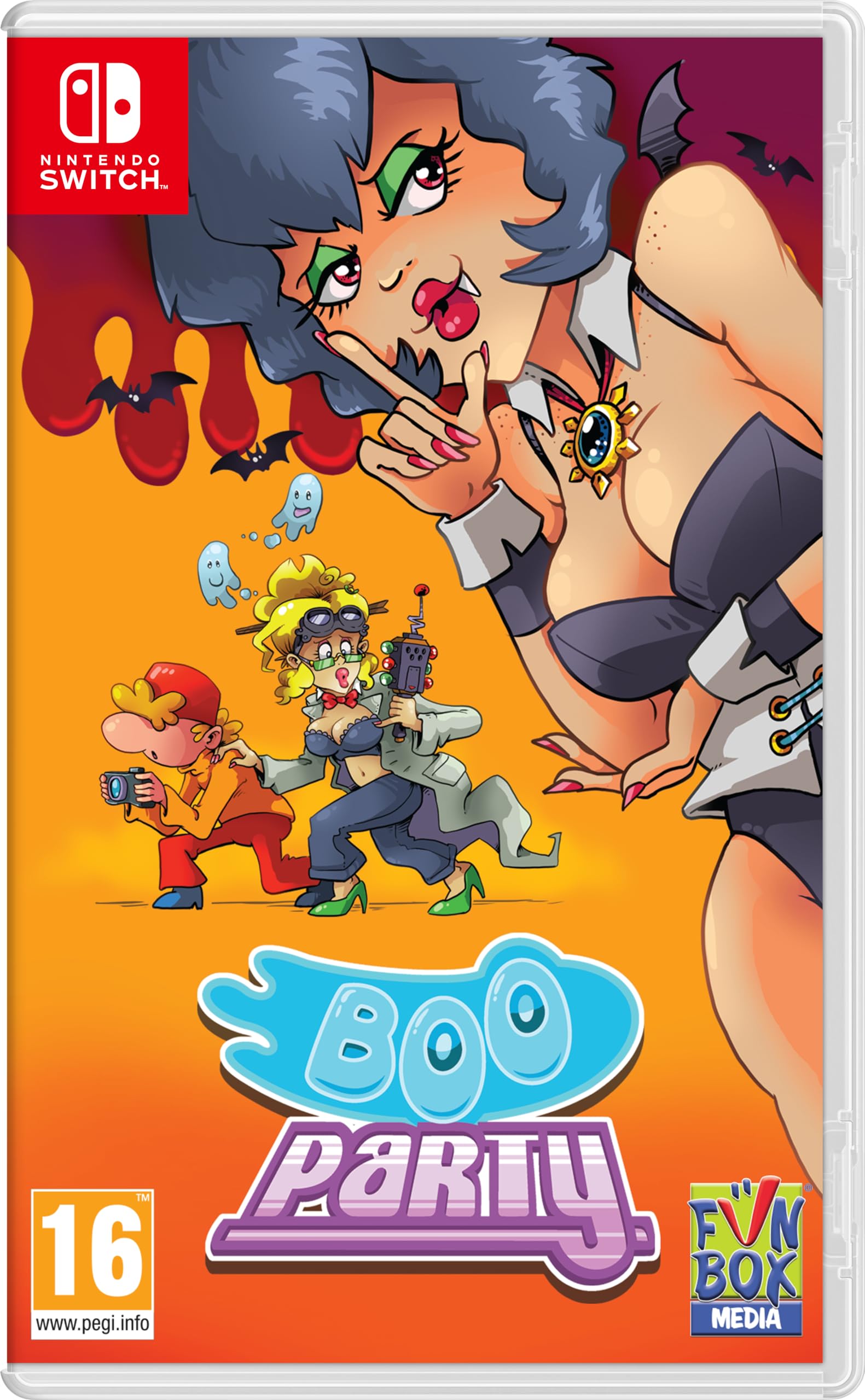 PRODUCT DETAILS 【商品情報】・商品名：Boo Party (Includes Soundtrack) - For Nintendo Switch・対応機種：Nintendo Switch（ニンテンドースイッチ）・仕様：北米版・言語：英語【コンディション】・海外直輸入品です。・パッケージに輸送によるスレ・小傷がある場合があります。 ■ 日本国内のSwitch本体でプレイいただけます Nintendo Switchはリージョンフリーのため、北米版のゲームカードも日本国内で購入された本体でそのままプレイいただけます。 ■ 北米版ゲームについてのご注意（必ずお読みください） ・ゲーム内の表示および音声は英語です。タイトルによっては日本語に対応していない場合があります。・パッケージ・取扱説明書はすべて英語表記です。・追加コンテンツ（DLC）やオンライン機能のご利用には、北米（海外）のニンテンドーアカウントが必要となる場合があります。・日本国内で購入されたダウンロード版・セーブデータとの互換については保証いたしかねます。・海外版であることを理由とした返品・交換はお受けできません。 ■ ご注意 ・掲載画像は実物に近い色味になるよう調整しておりますが、ご利用の環境により差異が生じる場合があります。・複数店舗で在庫を共有しているため、ご注文後に在庫切れとなる場合がございます。・海外倉庫からのお取り寄せのため、発送までに数日〜2〜3週間程度かかる場合があります。 ■ 納期についてお届けの目安を必ずご確認ください。 ご注意 海外からの輸入品となります。海外輸送のため、外箱に軽微なスレ等がある場合がございますが、商品本体には影響ございません。 ※在庫状況は仕入先の在庫情報をもとに出来る限り正確に表示しておりますが、取寄せ商品のため、タイミングによりご注文後に欠品・キャンセルとなる場合がございます。
