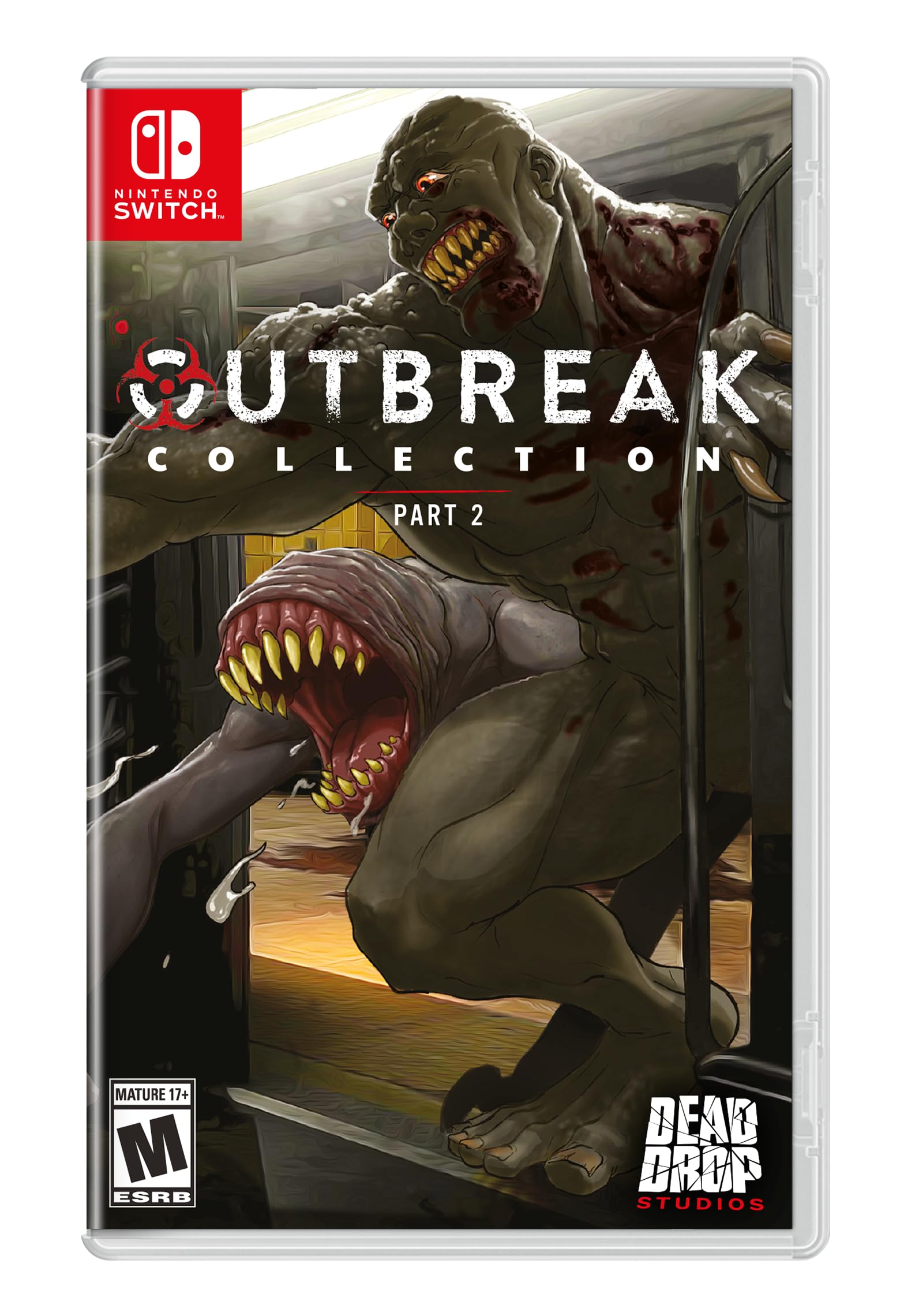 PRODUCT DETAILS 【商品情報】・商品名：Outbreak Collection Part 2 - Nintendo Switch・対応機種：Nintendo Switch（ニンテンドースイッチ）・仕様：北米版・言語：英語【コンディション】・海外直輸入品です。・パッケージに輸送によるスレ・小傷がある場合があります。 ■ 日本国内のSwitch本体でプレイいただけます Nintendo Switchはリージョンフリーのため、北米版のゲームカードも日本国内で購入された本体でそのままプレイいただけます。 ■ 北米版ゲームについてのご注意（必ずお読みください） ・ゲーム内の表示および音声は英語です。タイトルによっては日本語に対応していない場合があります。・パッケージ・取扱説明書はすべて英語表記です。・追加コンテンツ（DLC）やオンライン機能のご利用には、北米（海外）のニンテンドーアカウントが必要となる場合があります。・日本国内で購入されたダウンロード版・セーブデータとの互換については保証いたしかねます。・海外版であることを理由とした返品・交換はお受けできません。 ■ ご注意 ・掲載画像は実物に近い色味になるよう調整しておりますが、ご利用の環境により差異が生じる場合があります。・複数店舗で在庫を共有しているため、ご注文後に在庫切れとなる場合がございます。・海外倉庫からのお取り寄せのため、発送までに数日〜2〜3週間程度かかる場合があります。 ■ 納期についてお届けの目安を必ずご確認ください。 ご注意 海外からの輸入品となります。海外輸送のため、外箱に軽微なスレ等がある場合がございますが、商品本体には影響ございません。 ※在庫状況は仕入先の在庫情報をもとに出来る限り正確に表示しておりますが、取寄せ商品のため、タイミングによりご注文後に欠品・キャンセルとなる場合がございます。