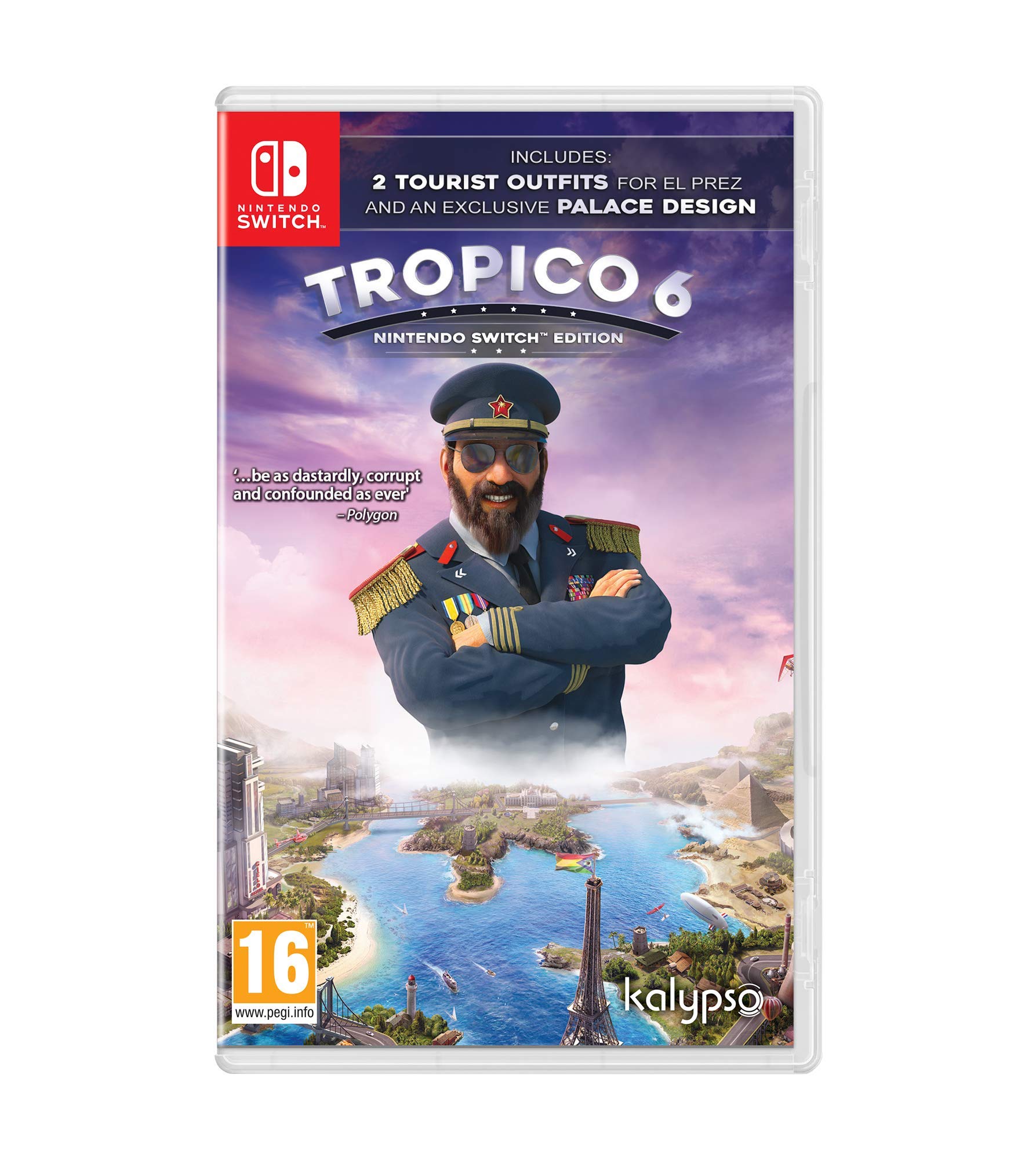 PRODUCT DETAILS 【商品情報】・商品名：Tropico 6 (Nintendo Switch)・対応機種：Nintendo Switch（ニンテンドースイッチ）・仕様：北米版・言語：英語【コンディション】・海外直輸入品です。・パッケージに輸送によるスレ・小傷がある場合があります。 ■ 日本国内のSwitch本体でプレイいただけます Nintendo Switchはリージョンフリーのため、北米版のゲームカードも日本国内で購入された本体でそのままプレイいただけます。 ■ 北米版ゲームについてのご注意（必ずお読みください） ・ゲーム内の表示および音声は英語です。タイトルによっては日本語に対応していない場合があります。・パッケージ・取扱説明書はすべて英語表記です。・追加コンテンツ（DLC）やオンライン機能のご利用には、北米（海外）のニンテンドーアカウントが必要となる場合があります。・日本国内で購入されたダウンロード版・セーブデータとの互換については保証いたしかねます。・海外版であることを理由とした返品・交換はお受けできません。 ■ ご注意 ・掲載画像は実物に近い色味になるよう調整しておりますが、ご利用の環境により差異が生じる場合があります。・複数店舗で在庫を共有しているため、ご注文後に在庫切れとなる場合がございます。・海外倉庫からのお取り寄せのため、発送までに数日〜2〜3週間程度かかる場合があります。 ■ 納期についてお届けの目安を必ずご確認ください。 ご注意 海外からの輸入品となります。海外輸送のため、外箱に軽微なスレ等がある場合がございますが、商品本体には影響ございません。 ※在庫状況は仕入先の在庫情報をもとに出来る限り正確に表示しておりますが、取寄せ商品のため、タイミングによりご注文後に欠品・キャンセルとなる場合がございます。
