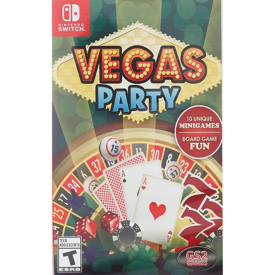 PRODUCT DETAILS 【商品情報】・商品名：Vegas Party - For Nintendo Switch・対応機種：Nintendo Switch（ニンテンドースイッチ）・仕様：北米版・言語：英語【コンディション】・海外直輸入品です。・パッケージに輸送によるスレ・小傷がある場合があります。 ■ 日本国内のSwitch本体でプレイいただけます Nintendo Switchはリージョンフリーのため、北米版のゲームカードも日本国内で購入された本体でそのままプレイいただけます。 ■ 北米版ゲームについてのご注意（必ずお読みください） ・ゲーム内の表示および音声は英語です。タイトルによっては日本語に対応していない場合があります。・パッケージ・取扱説明書はすべて英語表記です。・追加コンテンツ（DLC）やオンライン機能のご利用には、北米（海外）のニンテンドーアカウントが必要となる場合があります。・日本国内で購入されたダウンロード版・セーブデータとの互換については保証いたしかねます。・海外版であることを理由とした返品・交換はお受けできません。 ■ ご注意 ・掲載画像は実物に近い色味になるよう調整しておりますが、ご利用の環境により差異が生じる場合があります。・複数店舗で在庫を共有しているため、ご注文後に在庫切れとなる場合がございます。・海外倉庫からのお取り寄せのため、発送までに数日〜2〜3週間程度かかる場合があります。 ■ 納期についてお届けの目安を必ずご確認ください。 ご注意 海外からの輸入品となります。海外輸送のため、外箱に軽微なスレ等がある場合がございますが、商品本体には影響ございません。 ※在庫状況は仕入先の在庫情報をもとに出来る限り正確に表示しておりますが、取寄せ商品のため、タイミングによりご注文後に欠品・キャンセルとなる場合がございます。