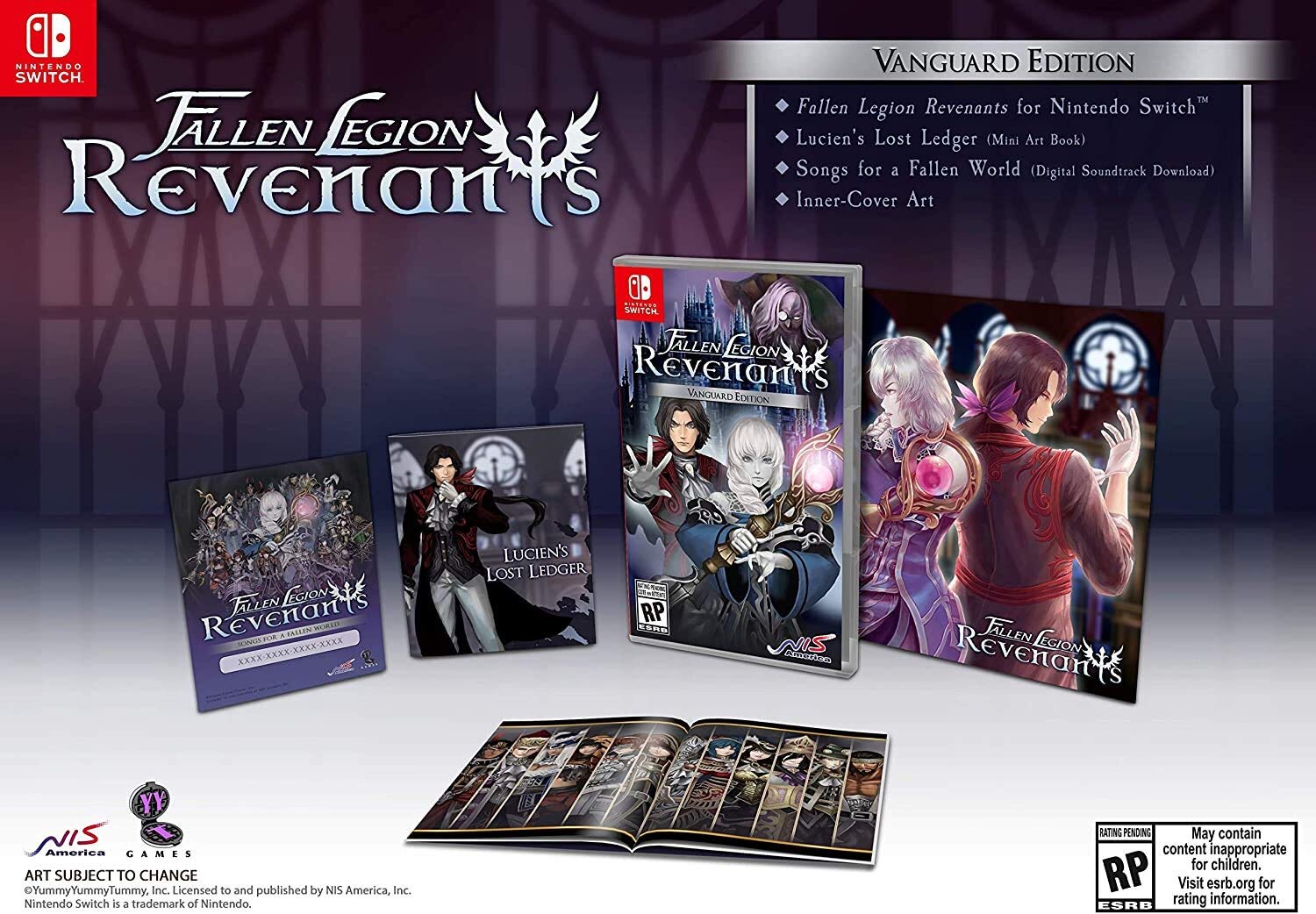 PRODUCT DETAILS 【商品情報】・商品名：Fallen Legion Revenants - Vanguard Edition - Nintendo Switch・対応機種：Nintendo Switch（ニンテンドースイッチ）・仕様：北米版・言語：英語【コンディション】・海外直輸入品です。・パッケージに輸送によるスレ・小傷がある場合があります。 ■ 日本国内のSwitch本体でプレイいただけます Nintendo Switchはリージョンフリーのため、北米版のゲームカードも日本国内で購入された本体でそのままプレイいただけます。 ■ 北米版ゲームについてのご注意（必ずお読みください） ・ゲーム内の表示および音声は英語です。タイトルによっては日本語に対応していない場合があります。・パッケージ・取扱説明書はすべて英語表記です。・追加コンテンツ（DLC）やオンライン機能のご利用には、北米（海外）のニンテンドーアカウントが必要となる場合があります。・日本国内で購入されたダウンロード版・セーブデータとの互換については保証いたしかねます。・海外版であることを理由とした返品・交換はお受けできません。 ■ ご注意 ・掲載画像は実物に近い色味になるよう調整しておりますが、ご利用の環境により差異が生じる場合があります。・複数店舗で在庫を共有しているため、ご注文後に在庫切れとなる場合がございます。・海外倉庫からのお取り寄せのため、発送までに数日〜2〜3週間程度かかる場合があります。 ■ 納期についてお届けの目安を必ずご確認ください。 ご注意 海外からの輸入品となります。海外輸送のため、外箱に軽微なスレ等がある場合がございますが、商品本体には影響ございません。 ※在庫状況は仕入先の在庫情報をもとに出来る限り正確に表示しておりますが、取寄せ商品のため、タイミングによりご注文後に欠品・キャンセルとなる場合がございます。