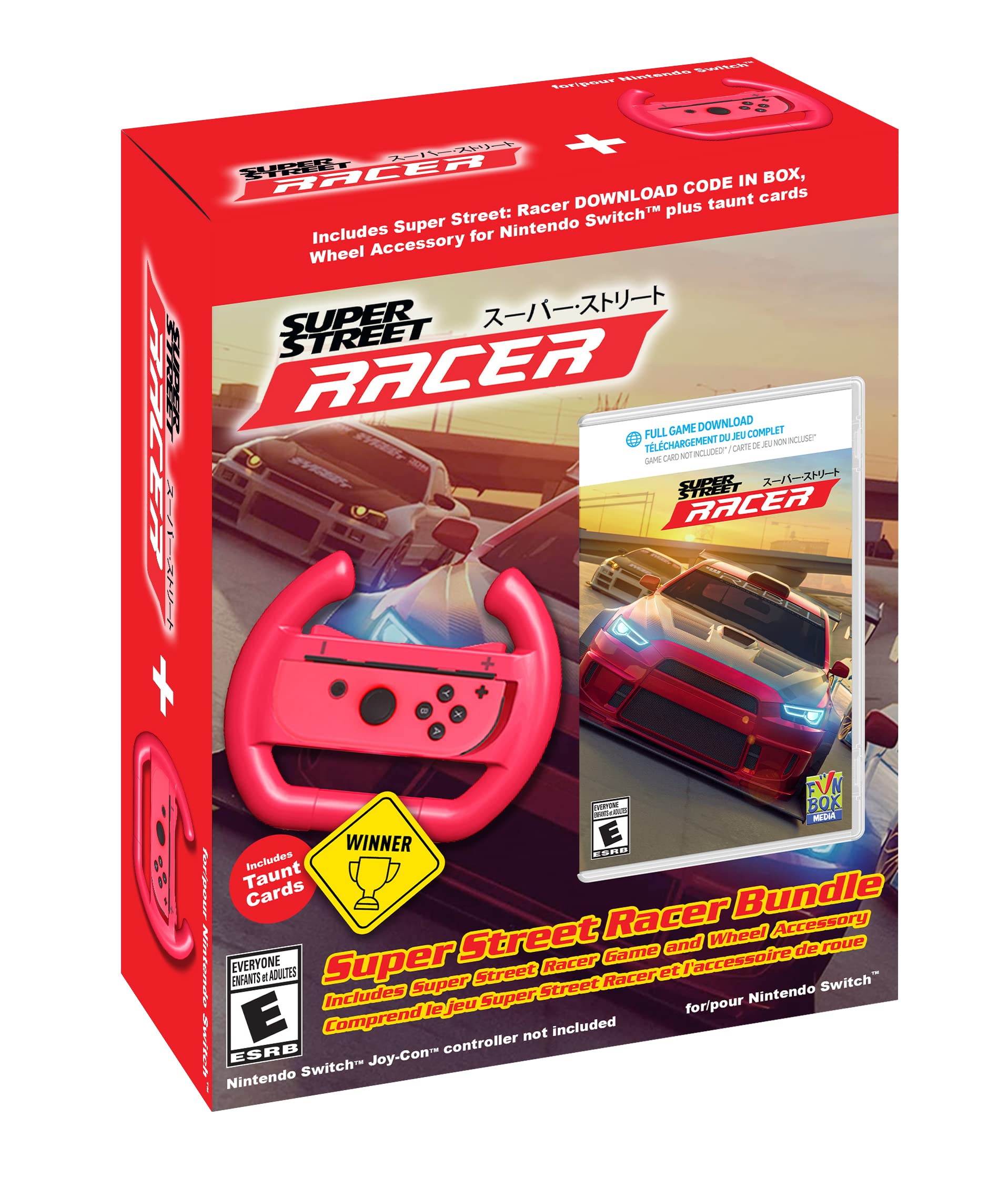 PRODUCT DETAILS 【商品情報】・商品名：Super Street Racer Bundle・対応機種：Nintendo Switch（ニンテンドースイッチ）・仕様：北米版・言語：英語【コンディション】・海外直輸入品です。・パッケージに輸送によるスレ・小傷がある場合があります。 ■ 日本国内のSwitch本体でプレイいただけます Nintendo Switchはリージョンフリーのため、北米版のゲームカードも日本国内で購入された本体でそのままプレイいただけます。 ■ 北米版ゲームについてのご注意（必ずお読みください） ・ゲーム内の表示および音声は英語です。タイトルによっては日本語に対応していない場合があります。・パッケージ・取扱説明書はすべて英語表記です。・追加コンテンツ（DLC）やオンライン機能のご利用には、北米（海外）のニンテンドーアカウントが必要となる場合があります。・日本国内で購入されたダウンロード版・セーブデータとの互換については保証いたしかねます。・海外版であることを理由とした返品・交換はお受けできません。 ■ ご注意 ・掲載画像は実物に近い色味になるよう調整しておりますが、ご利用の環境により差異が生じる場合があります。・複数店舗で在庫を共有しているため、ご注文後に在庫切れとなる場合がございます。・海外倉庫からのお取り寄せのため、発送までに数日〜2〜3週間程度かかる場合があります。 ■ 納期についてお届けの目安を必ずご確認ください。 ご注意 海外からの輸入品となります。海外輸送のため、外箱に軽微なスレ等がある場合がございますが、商品本体には影響ございません。 ※在庫状況は仕入先の在庫情報をもとに出来る限り正確に表示しておりますが、取寄せ商品のため、タイミングによりご注文後に欠品・キャンセルとなる場合がございます。
