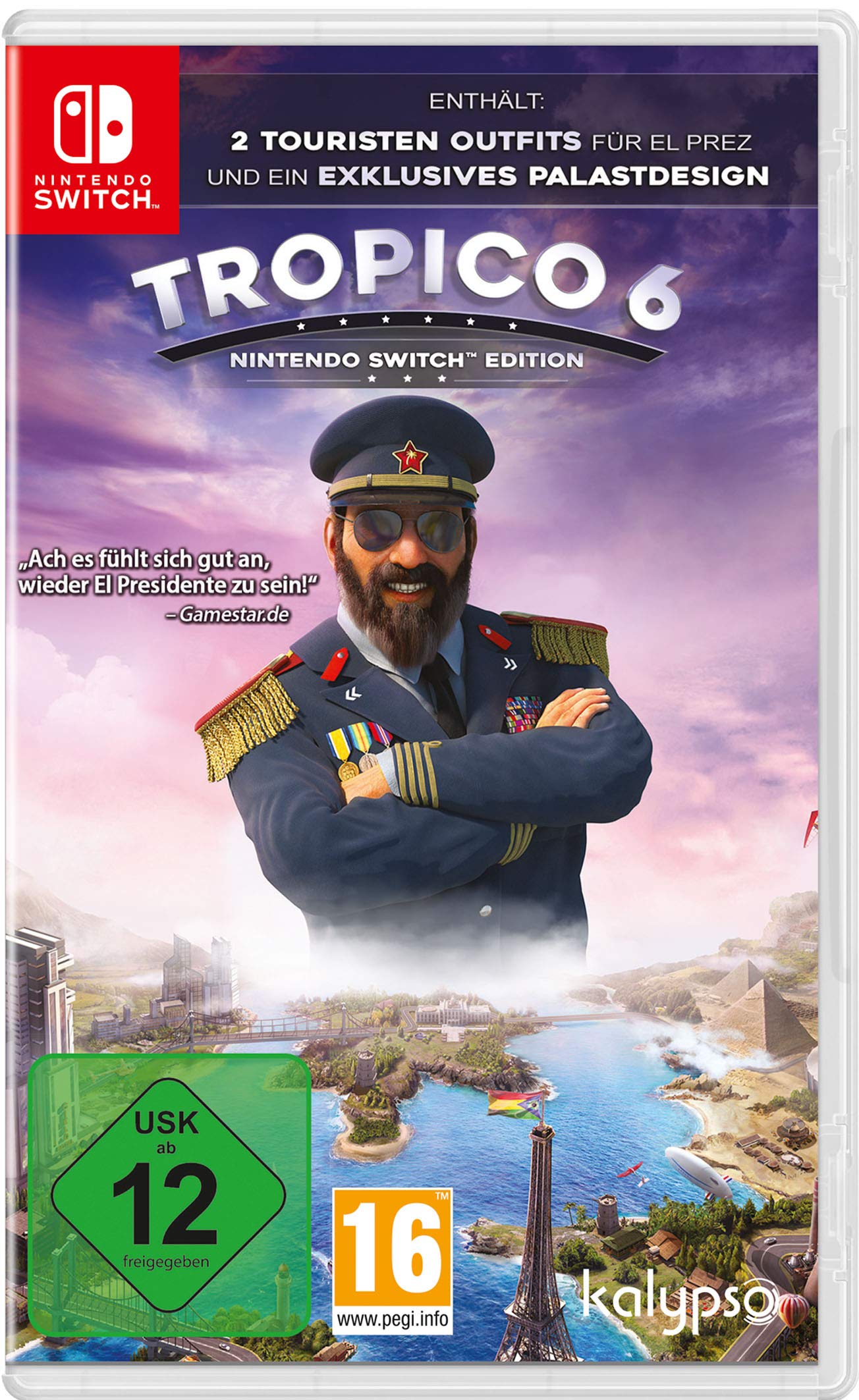 PRODUCT DETAILS 【商品情報】・商品名：Tropico 6 [Nintendo Switch]・対応機種：Nintendo Switch（ニンテンドースイッチ）・仕様：北米版・言語：英語【コンディション】・海外直輸入品です。・パッケージに輸送によるスレ・小傷がある場合があります。 ■ 日本国内のSwitch本体でプレイいただけます Nintendo Switchはリージョンフリーのため、北米版のゲームカードも日本国内で購入された本体でそのままプレイいただけます。 ■ 北米版ゲームについてのご注意（必ずお読みください） ・ゲーム内の表示および音声は英語です。タイトルによっては日本語に対応していない場合があります。・パッケージ・取扱説明書はすべて英語表記です。・追加コンテンツ（DLC）やオンライン機能のご利用には、北米（海外）のニンテンドーアカウントが必要となる場合があります。・日本国内で購入されたダウンロード版・セーブデータとの互換については保証いたしかねます。・海外版であることを理由とした返品・交換はお受けできません。 ■ ご注意 ・掲載画像は実物に近い色味になるよう調整しておりますが、ご利用の環境により差異が生じる場合があります。・複数店舗で在庫を共有しているため、ご注文後に在庫切れとなる場合がございます。・海外倉庫からのお取り寄せのため、発送までに数日〜2〜3週間程度かかる場合があります。 ■ 納期についてお届けの目安を必ずご確認ください。 ご注意 海外からの輸入品となります。海外輸送のため、外箱に軽微なスレ等がある場合がございますが、商品本体には影響ございません。 ※在庫状況は仕入先の在庫情報をもとに出来る限り正確に表示しておりますが、取寄せ商品のため、タイミングによりご注文後に欠品・キャンセルとなる場合がございます。