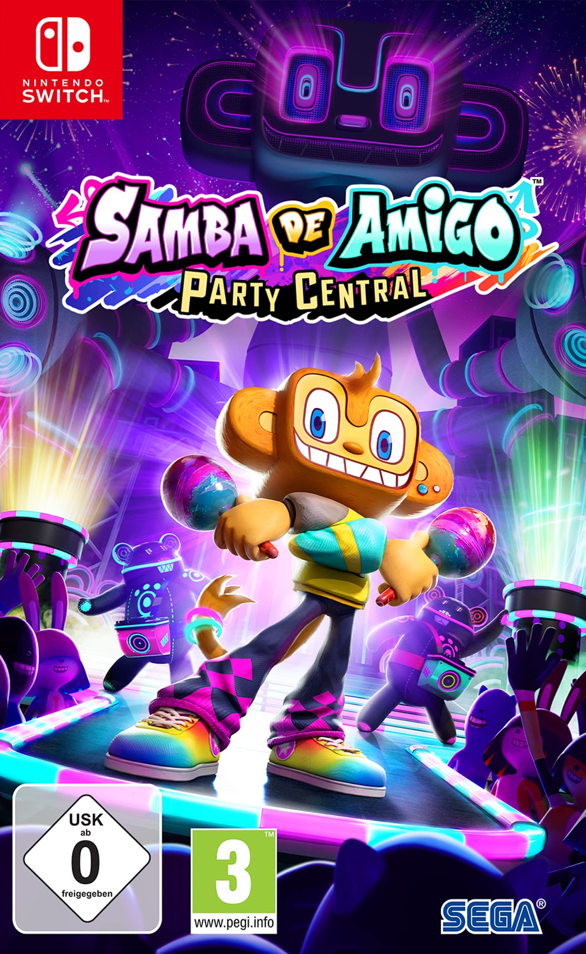 PRODUCT DETAILS 【商品情報】・商品名：Samba De Amigo: Party Central (Switch)・対応機種：Nintendo Switch（ニンテンドースイッチ）・仕様：北米版・言語：英語【コンディション】・海外直輸入品です。・パッケージに輸送によるスレ・小傷がある場合があります。 ■ 日本国内のSwitch本体でプレイいただけます Nintendo Switchはリージョンフリーのため、北米版のゲームカードも日本国内で購入された本体でそのままプレイいただけます。 ■ 北米版ゲームについてのご注意（必ずお読みください） ・ゲーム内の表示および音声は英語です。タイトルによっては日本語に対応していない場合があります。・パッケージ・取扱説明書はすべて英語表記です。・追加コンテンツ（DLC）やオンライン機能のご利用には、北米（海外）のニンテンドーアカウントが必要となる場合があります。・日本国内で購入されたダウンロード版・セーブデータとの互換については保証いたしかねます。・海外版であることを理由とした返品・交換はお受けできません。 ■ ご注意 ・掲載画像は実物に近い色味になるよう調整しておりますが、ご利用の環境により差異が生じる場合があります。・複数店舗で在庫を共有しているため、ご注文後に在庫切れとなる場合がございます。・海外倉庫からのお取り寄せのため、発送までに数日〜2〜3週間程度かかる場合があります。 ■ 納期についてお届けの目安を必ずご確認ください。 ご注意 海外からの輸入品となります。海外輸送のため、外箱に軽微なスレ等がある場合がございますが、商品本体には影響ございません。 ※在庫状況は仕入先の在庫情報をもとに出来る限り正確に表示しておりますが、取寄せ商品のため、タイミングによりご注文後に欠品・キャンセルとなる場合がございます。