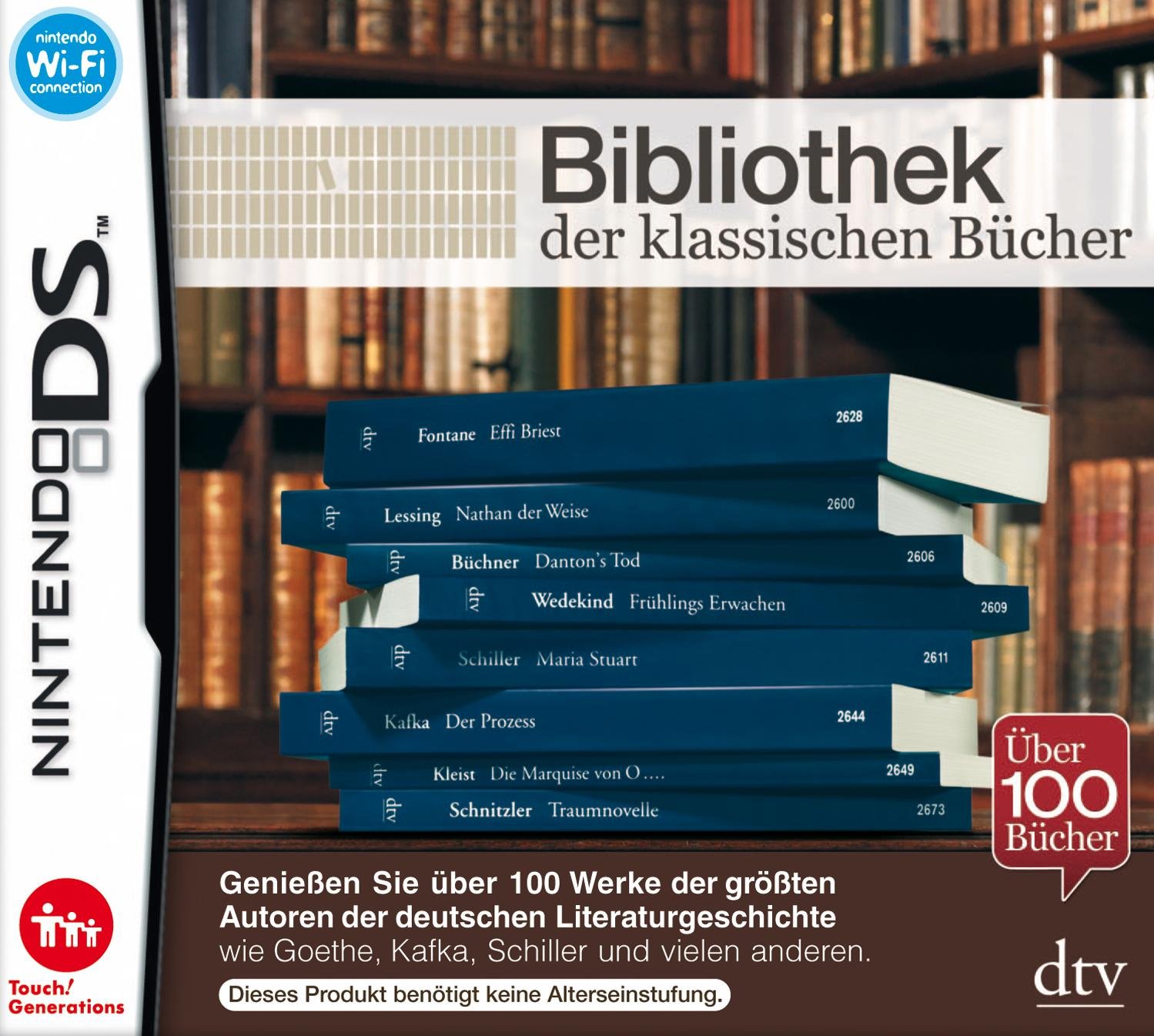 PRODUCT DETAILS 【商品情報】・商品名：Bibliothek der klassischen Bucher. Nintendo DS・対応機種：ニンテンドーDS（Nintendo DS）・仕様：北米版・言語：英語【コンディション】・新品・海外直輸入品です。・パッケージに輸送によるスレ・小傷がある場合があります。 ■ 日本国内のDS本体でプレイいただけます ニンテンドーDS／DS Lite 本体はリージョンフリーのため、北米版のソフトも日本国内で購入された本体でそのままプレイいただけます。 ■ 北米版ゲームについてのご注意（必ずお読みください） ・ゲーム内の表示および音声は英語です。日本語には対応しておりません。・ニンテンドーDSi／DSi LL／3DSシリーズでは、通常のDSソフトはプレイできますが、「DSi専用」「DSi拡張」ソフトは地域制限により動作しません。・任天堂のオンラインサービス（ニンテンドーWi-Fiコネクション）は終了しているため、通信対戦・配信要素はご利用いただけません。・パッケージ・取扱説明書はすべて英語表記です。・海外版であること、およびお手持ちの本体で使用できないことを理由とした返品・交換はお受けできません。 ■ ご注意 ・掲載画像は実物に近い色味になるよう調整しておりますが、ご利用の環境により差異が生じる場合があります。・複数店舗で在庫を共有しているため、ご注文後に在庫切れとなる場合がございます。・海外倉庫からのお取り寄せのため、発送までに数日〜2〜3週間程度かかる場合があります。 ■ 納期についてお届けの目安を必ずご確認ください。 ご注意 海外からの輸入品となります。海外輸送のため、外箱に軽微なスレ等がある場合がございますが、商品本体には影響ございません。 ※在庫状況は仕入先の在庫情報をもとに出来る限り正確に表示しておりますが、取寄せ商品のため、タイミングによりご注文後に欠品・キャンセルとなる場合がございます。