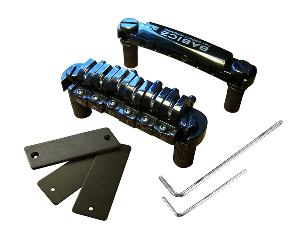 PRODUCT DETAILS Babicz FCHTOMBK ギター用 ブリッジ Tune-o-Maticタイプ レスポール/SG等 ブラック【商品仕様】・ ブランド：Babicz・ 型番：FCHTOMBK・ 品目：ギター用ブリッジ・ 形状：Tune-o-Maticタイプ（ストップテールピース搭載機用）・ 対応モデル：アーチトップ（レスポール等）、フラットトップ（SG等）・ 特徴：eCAMサドルテクノロジー、ダブルロッキング・オリジナルシリーズ・ カラー：ブラック・ 付属品：ブリッジ本体、取付ネジ、説明書（英語）、1.5mm調整レンチ【特徴】・ 特許取得済みのeCAMサドルテクノロジーを採用しており、各弦の弦高およびイントネーションを個別に、かつ精密に調整可能です。・ Tune-o-Maticブリッジとストップテールピースを搭載したギターに対応するリプレイスメントパーツです。・ パーツを固定するダブルロッキング構造により、弦の振動を効率よくボディに伝達します。【ご注意】・ 取り付けには加工・配線作業が必要な場合があります。お手持ちの楽器との適合（弦数・サイズ・取付穴位置）をご確認のうえご注文ください。・ アクティブタイプのピックアップは9V電池が必要です（電池は付属しない場合があります）。 ■ 商品について 海外輸入品（説明書は英語表記の場合あり） ■ ご注意 ・掲載画像は実物に近い色味になるよう調整しておりますが、ご利用の環境により差異が生じる場合があります。・複数店舗で在庫を共有しているため、ご注文後に在庫切れとなる場合がございます。 ■ 納期について お届けの目安を必ずご確認ください。 海外正規ルート仕入れ品 海外ブランド ▼ 海外正規ブランド店 正規代理店 ▼ 当 店 ※本商品は並行輸入品です 製造元は正規品と同一のブランド・メーカーです。当店では海外正規ルートより仕入れた商品を取り扱っております。流通ルートが異なるのみで、商品自体に違いはございません。 ── 当店の商品について ── 正規品のみ取り扱い 海外正規店・正規代理店から商品を直接仕入れ、国内に輸入して販売しております。 日本未入荷・海外限定モデルも多数 日本未入荷・海外限定モデルも多数取り扱っております。サイズ・カラー違いや海外限定で販売された製品など、日本では手に入りにくいアイテムをお届けいたします。 お求めやすい価格の理由 海外市場での価格差や流通ルートの違いにより、国内販売価格よりお求めやすくなっております。品質はそのままに、よりお手頃な価格でお届けいたします。 安心保証 ご使用前に万が一、製品に不具合がございました場合は、交換または商品代金のご返金にて対応させていただきます。商品到着後5日以内にご連絡ください。 ご注意 海外からの輸入品となります。海外輸送のため、外箱に軽微なスレ等がある場合がございますが、商品本体には影響ございません。 ※在庫状況は仕入先の在庫情報をもとに出来る限り正確に表示しておりますが、取寄せ商品のため、タイミングによりご注文後に欠品・キャンセルとなる場合がございます。 お探しの商品がございましたら、お気軽にご相談ください。