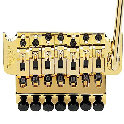 PRODUCT DETAILS Floyd Rose 1000 Series Pro ギター用 トレモロ 7弦用 ゴールド【商品仕様】・ ブランド：Floyd Rose・ 型番：1000 Series Pro・ 品目：トレモロ・システム・ 対応弦数：7弦用・ 形状：Low-Profile (ロープロファイル)・ 弦間ピッチ：.420インチ・ カラー：ゴールド・ 付属品：ブリッジ、ロッキングナット、スプリング、スプリングクロー、マウンティングスタッド、取付用ハードウェア一式【特徴】・ Floyd Rose Original 7弦用トレモロのロープロファイル・バージョンです。・ German Proモデルとは異なり、Floyd Rose Originalと同じ弦間ピッチ（.420インチ）を採用しています。・ ブリッジ本体のほか、ロックナットやスタッドなど、取り付けに必要なハードウェアがすべてキットに含まれています。【ご注意】・ 取り付けには加工・配線作業が必要な場合があります。お手持ちの楽器との適合（弦数・サイズ・取付穴位置）をご確認のうえご注文ください。・ アクティブタイプのピックアップは9V電池が必要です（電池は付属しない場合があります）。 ■ 商品について 海外輸入品（説明書は英語表記の場合あり） ■ ご注意 ・掲載画像は実物に近い色味になるよう調整しておりますが、ご利用の環境により差異が生じる場合があります。・複数店舗で在庫を共有しているため、ご注文後に在庫切れとなる場合がございます。 ■ 納期について お届けの目安を必ずご確認ください。 海外正規ルート仕入れ品 海外ブランド ▼ 海外正規ブランド店 正規代理店 ▼ 当 店 ※本商品は並行輸入品です 製造元は正規品と同一のブランド・メーカーです。当店では海外正規ルートより仕入れた商品を取り扱っております。流通ルートが異なるのみで、商品自体に違いはございません。 ── 当店の商品について ── 正規品のみ取り扱い 海外正規店・正規代理店から商品を直接仕入れ、国内に輸入して販売しております。 日本未入荷・海外限定モデルも多数 日本未入荷・海外限定モデルも多数取り扱っております。サイズ・カラー違いや海外限定で販売された製品など、日本では手に入りにくいアイテムをお届けいたします。 お求めやすい価格の理由 海外市場での価格差や流通ルートの違いにより、国内販売価格よりお求めやすくなっております。品質はそのままに、よりお手頃な価格でお届けいたします。 安心保証 ご使用前に万が一、製品に不具合がございました場合は、交換または商品代金のご返金にて対応させていただきます。商品到着後5日以内にご連絡ください。 ご注意 海外からの輸入品となります。海外輸送のため、外箱に軽微なスレ等がある場合がございますが、商品本体には影響ございません。 ※在庫状況は仕入先の在庫情報をもとに出来る限り正確に表示しておりますが、取寄せ商品のため、タイミングによりご注文後に欠品・キャンセルとなる場合がございます。 お探しの商品がございましたら、お気軽にご相談ください。