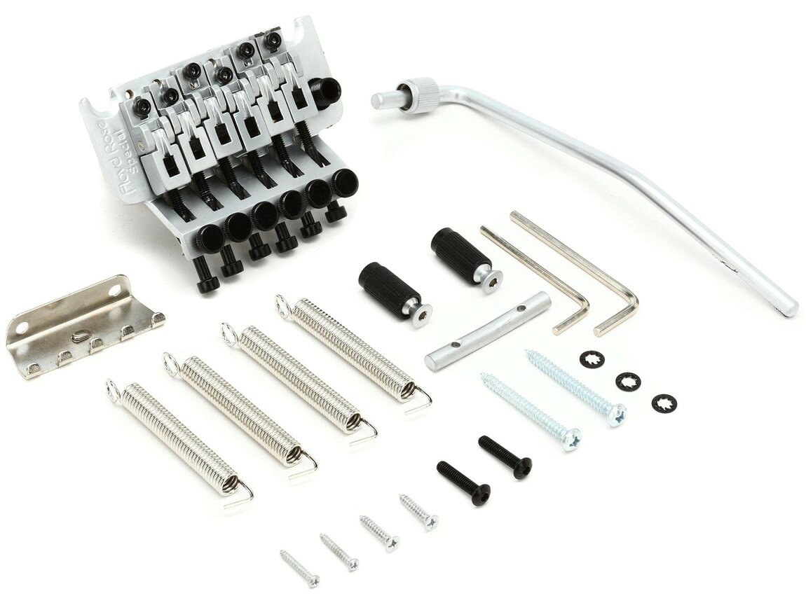 PRODUCT DETAILS Floyd Rose FRTS1000S ギター用 トレモロ ブリッジ Special Series クローム【商品仕様】・ ブランド：Floyd Rose・ 型番：FRTS1000S (Special Series)・ 品目：トレモロ・システム・ サドル材質：亜鉛合金・ サスティンブロック材質：亜鉛合金・ カラー：クローム・ 付属品：ブリッジ、スプリング、スプリングハンガー、マウンティングスタッド、取付用ハードウェア一式【特徴】・ Floyd Rose社が韓国で独占的に製造しているライセンス版の純正トレモロ・システムです。・ Original Floyd Roseのデザインと機能を継承しつつ、サドルとサスティンブロックに亜鉛合金を採用しています。・ ブリッジ本体に加え、取り付けに必要なパーツがセットになったトレモロキットです。【ご注意】・ 取り付けには加工・配線作業が必要な場合があります。お手持ちの楽器との適合（弦数・サイズ・取付穴位置）をご確認のうえご注文ください。・ アクティブタイプのピックアップは9V電池が必要です（電池は付属しない場合があります）。 ■ 商品について 海外輸入品（説明書は英語表記の場合あり） ■ ご注意 ・掲載画像は実物に近い色味になるよう調整しておりますが、ご利用の環境により差異が生じる場合があります。・複数店舗で在庫を共有しているため、ご注文後に在庫切れとなる場合がございます。 ■ 納期について お届けの目安を必ずご確認ください。 海外正規ルート仕入れ品 海外ブランド ▼ 海外正規ブランド店 正規代理店 ▼ 当 店 ※本商品は並行輸入品です 製造元は正規品と同一のブランド・メーカーです。当店では海外正規ルートより仕入れた商品を取り扱っております。流通ルートが異なるのみで、商品自体に違いはございません。 ── 当店の商品について ── 正規品のみ取り扱い 海外正規店・正規代理店から商品を直接仕入れ、国内に輸入して販売しております。 日本未入荷・海外限定モデルも多数 日本未入荷・海外限定モデルも多数取り扱っております。サイズ・カラー違いや海外限定で販売された製品など、日本では手に入りにくいアイテムをお届けいたします。 お求めやすい価格の理由 海外市場での価格差や流通ルートの違いにより、国内販売価格よりお求めやすくなっております。品質はそのままに、よりお手頃な価格でお届けいたします。 安心保証 ご使用前に万が一、製品に不具合がございました場合は、交換または商品代金のご返金にて対応させていただきます。商品到着後5日以内にご連絡ください。 ご注意 海外からの輸入品となります。海外輸送のため、外箱に軽微なスレ等がある場合がございますが、商品本体には影響ございません。 ※在庫状況は仕入先の在庫情報をもとに出来る限り正確に表示しておりますが、取寄せ商品のため、タイミングによりご注文後に欠品・キャンセルとなる場合がございます。 お探しの商品がございましたら、お気軽にご相談ください。