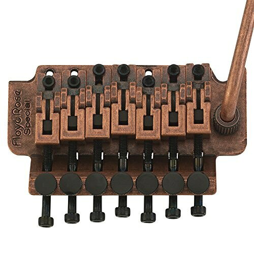 PRODUCT DETAILS Floyd Rose Special 7-String ギター用 トレモロ ブリッジ 7弦用 アンティークブロンズ【商品仕様】・ ブランド：Floyd Rose・ 型番：Special 7-String・ 品目：トレモロ・システム（ブリッジ）・ 対応弦数：7弦・ ベースプレート材質：硬化スチール・ サドル材質：亜鉛合金・ サステインブロック材質：亜鉛合金・ カラー：アンティークブロンズ・ 付属品：ブリッジ、ロッキングナット、スプリング、ハンガー、マウントスタッド、取付用ハードウェア一式【特徴】・ Original 7-String Floyd Roseのデザインと仕様を継承したライセンス生産モデルです。・ サドルとサステインブロックに亜鉛合金を採用しています。・ 取り付けに必要なロッキングナットやマウントスタッドなど、一式のパーツが含まれています。【ご注意】・ 取り付けには加工・配線作業が必要な場合があります。お手持ちの楽器との適合（弦数・サイズ・取付穴位置）をご確認のうえご注文ください。・ アクティブタイプのピックアップは9V電池が必要です（電池は付属しない場合があります）。 ■ 商品について 海外輸入品（説明書は英語表記の場合あり） ■ ご注意 ・掲載画像は実物に近い色味になるよう調整しておりますが、ご利用の環境により差異が生じる場合があります。・複数店舗で在庫を共有しているため、ご注文後に在庫切れとなる場合がございます。 ■ 納期について お届けの目安を必ずご確認ください。 海外正規ルート仕入れ品 海外ブランド ▼ 海外正規ブランド店 正規代理店 ▼ 当 店 ※本商品は並行輸入品です 製造元は正規品と同一のブランド・メーカーです。当店では海外正規ルートより仕入れた商品を取り扱っております。流通ルートが異なるのみで、商品自体に違いはございません。 ── 当店の商品について ── 正規品のみ取り扱い 海外正規店・正規代理店から商品を直接仕入れ、国内に輸入して販売しております。 日本未入荷・海外限定モデルも多数 日本未入荷・海外限定モデルも多数取り扱っております。サイズ・カラー違いや海外限定で販売された製品など、日本では手に入りにくいアイテムをお届けいたします。 お求めやすい価格の理由 海外市場での価格差や流通ルートの違いにより、国内販売価格よりお求めやすくなっております。品質はそのままに、よりお手頃な価格でお届けいたします。 安心保証 ご使用前に万が一、製品に不具合がございました場合は、交換または商品代金のご返金にて対応させていただきます。商品到着後5日以内にご連絡ください。 ご注意 海外からの輸入品となります。海外輸送のため、外箱に軽微なスレ等がある場合がございますが、商品本体には影響ございません。 ※在庫状況は仕入先の在庫情報をもとに出来る限り正確に表示しておりますが、取寄せ商品のため、タイミングによりご注文後に欠品・キャンセルとなる場合がございます。 お探しの商品がございましたら、お気軽にご相談ください。