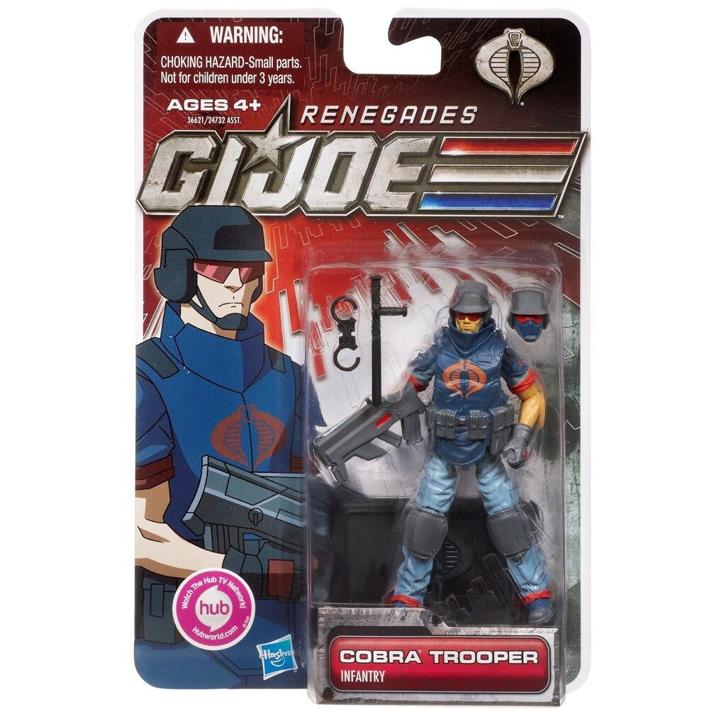 PRODUCT DETAILS ハズブロ G.I.ジョー 30th アニバーサリー コブラ・トルーパー レネゲイズ アクションフィギュア 3.75インチ【商品仕様】・ アイテム種別：アクションフィギュア・ シリーズ：G.I.ジョー 30th アニバーサリー・ サイズ：3.75インチ（全高約9.5cm）・ 付属品：武器アクセサリー、ディスプレイスタンド【特徴】・ アニメ『G.I.ジョー レネゲイズ』版のデザインを再現したコブラ・トルーパーのフィギュアです。・ 全身の関節が可動し、多彩なアクションポーズを付けることが可能です。・ 特徴的なガスマスクや制服のディテールが精密に造形されています。・ 劇中のイメージに基づいた武器アクセサリーが付属します。 ■ 商品について 海外輸入品（説明書は英語表記の場合あり） ■ ご注意 ・掲載画像は実物に近い色味になるよう調整しておりますが、ご利用の環境により差異が生じる場合があります。・複数店舗で在庫を共有しているため、ご注文後に在庫切れとなる場合がございます。 ■ 納期について お届けの目安を必ずご確認ください。 海外正規ルート仕入れ品 海外ブランド ▼ 海外正規ブランド店 正規代理店 ▼ 当 店 ※本商品は並行輸入品です 製造元は正規品と同一のブランド・メーカーです。当店では海外正規ルートより仕入れた商品を取り扱っております。流通ルートが異なるのみで、商品自体に違いはございません。 ── 当店の商品について ── 正規品のみ取り扱い 海外正規店・正規代理店から商品を直接仕入れ、国内に輸入して販売しております。 日本未入荷・海外限定モデルも多数 日本未入荷・海外限定モデルも多数取り扱っております。サイズ・カラー違いや海外限定で販売された製品など、日本では手に入りにくいアイテムをお届けいたします。 お求めやすい価格の理由 海外市場での価格差や流通ルートの違いにより、国内販売価格よりお求めやすくなっております。品質はそのままに、よりお手頃な価格でお届けいたします。 安心保証 ご使用前に万が一、製品に不具合がございました場合は、交換または商品代金のご返金にて対応させていただきます。商品到着後5日以内にご連絡ください。 ご注意 海外からの輸入品となります。海外輸送のため、外箱に軽微なスレ等がある場合がございますが、商品本体には影響ございません。 ※在庫状況は仕入先の在庫情報をもとに出来る限り正確に表示しておりますが、取寄せ商品のため、タイミングによりご注文後に欠品・キャンセルとなる場合がございます。 お探しの商品がございましたら、お気軽にご相談ください。