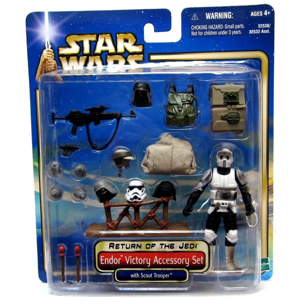 PRODUCT DETAILS ハズブロ スターウォーズ サガシリーズ エンドア ビクトリー アクセサリーセット スカウト・トルーパー アクションフィギュア 3.75インチ【商品仕様】・ アイテム種別：アクションフィギュア アクセサリーセット・ シリーズ：スターウォーズ サガシリーズ・ サイズ：3.75インチ（全高 約9.5cm）・ 付属品：スカウト・トルーパー フィギュア、アクセサリーパーツ【特徴】・ 映画『スター・ウォーズ エピソード6／ジェダイの帰還』のエンドアの戦いをテーマにしたアクセサリーセットです。・ 同スケールのスカウト・トルーパーのアクションフィギュアが1体付属しています。・ 劇中の情景を再現するための、岩や植物などのジオラマ要素を含むアクセサリーパーツが含まれています。・ フィギュアは関節が可動し、付属のパーツと組み合わせてディスプレイすることが可能です。 ■ 商品について 海外輸入品（説明書は英語表記の場合あり） ■ ご注意 ・掲載画像は実物に近い色味になるよう調整しておりますが、ご利用の環境により差異が生じる場合があります。・複数店舗で在庫を共有しているため、ご注文後に在庫切れとなる場合がございます。 ■ 納期について お届けの目安を必ずご確認ください。 海外正規ルート仕入れ品 海外ブランド ▼ 海外正規ブランド店 正規代理店 ▼ 当 店 ※本商品は並行輸入品です 製造元は正規品と同一のブランド・メーカーです。当店では海外正規ルートより仕入れた商品を取り扱っております。流通ルートが異なるのみで、商品自体に違いはございません。 ── 当店の商品について ── 正規品のみ取り扱い 海外正規店・正規代理店から商品を直接仕入れ、国内に輸入して販売しております。 日本未入荷・海外限定モデルも多数 日本未入荷・海外限定モデルも多数取り扱っております。サイズ・カラー違いや海外限定で販売された製品など、日本では手に入りにくいアイテムをお届けいたします。 お求めやすい価格の理由 海外市場での価格差や流通ルートの違いにより、国内販売価格よりお求めやすくなっております。品質はそのままに、よりお手頃な価格でお届けいたします。 安心保証 ご使用前に万が一、製品に不具合がございました場合は、交換または商品代金のご返金にて対応させていただきます。商品到着後5日以内にご連絡ください。 ご注意 海外からの輸入品となります。海外輸送のため、外箱に軽微なスレ等がある場合がございますが、商品本体には影響ございません。 ※在庫状況は仕入先の在庫情報をもとに出来る限り正確に表示しておりますが、取寄せ商品のため、タイミングによりご注文後に欠品・キャンセルとなる場合がございます。 お探しの商品がございましたら、お気軽にご相談ください。