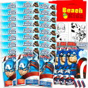 マーベル キャプテン・アメリカ ミニパーティー記念品セット (24個入り ミニプレイパック ぬりえ&ステッカー付き) アベンジャーズ バースデーパーティー用品