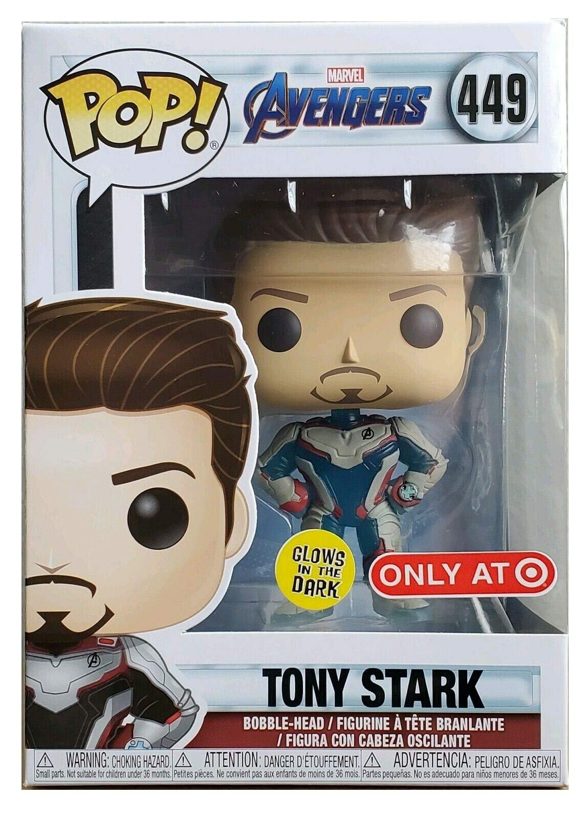 Funko Pop Avengers Endgame Tony Stark Iron Man 暗闇で光る アクションフィギュア Red and Gold