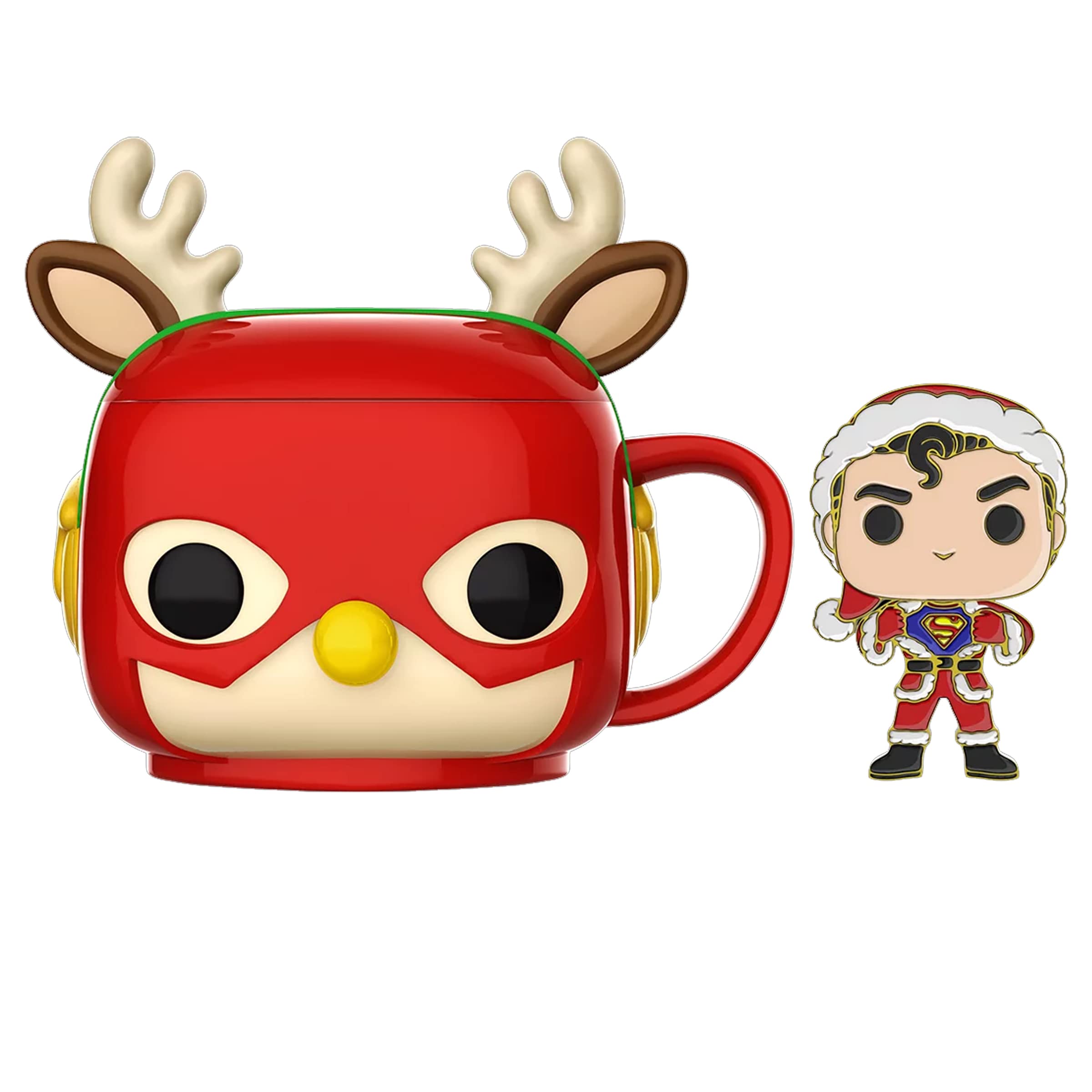 Funko DC Super Heroes Christmas The Flash and Christmas Superman Mug and Pin Set...