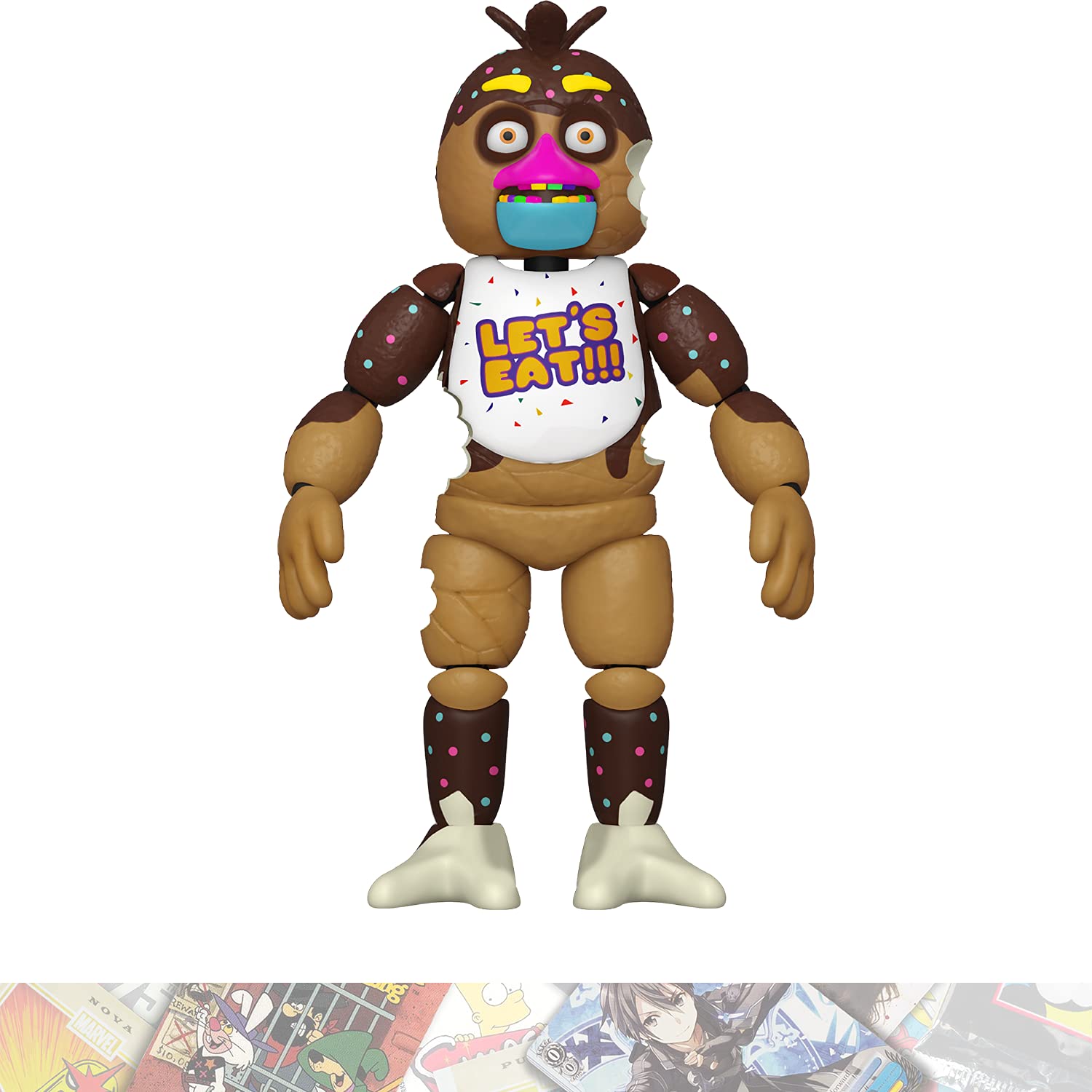 Chocolate Chica: Action Figure Vinyl Figurine Bundle with 1 F N A F Theme Compatible Trading Card 54659