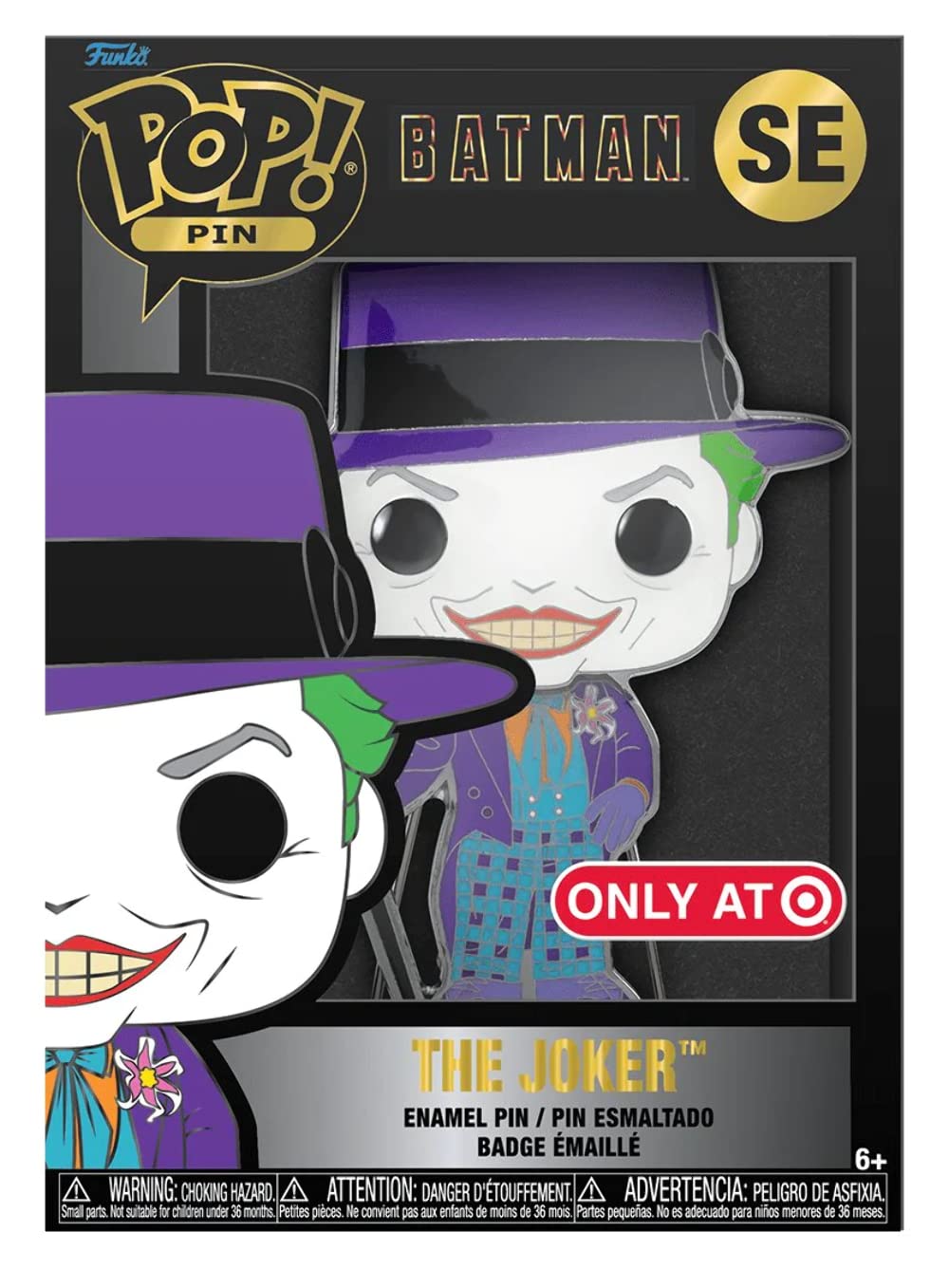 Batman 1989 Joker Pop Enamel Pin with Glow Face Feature