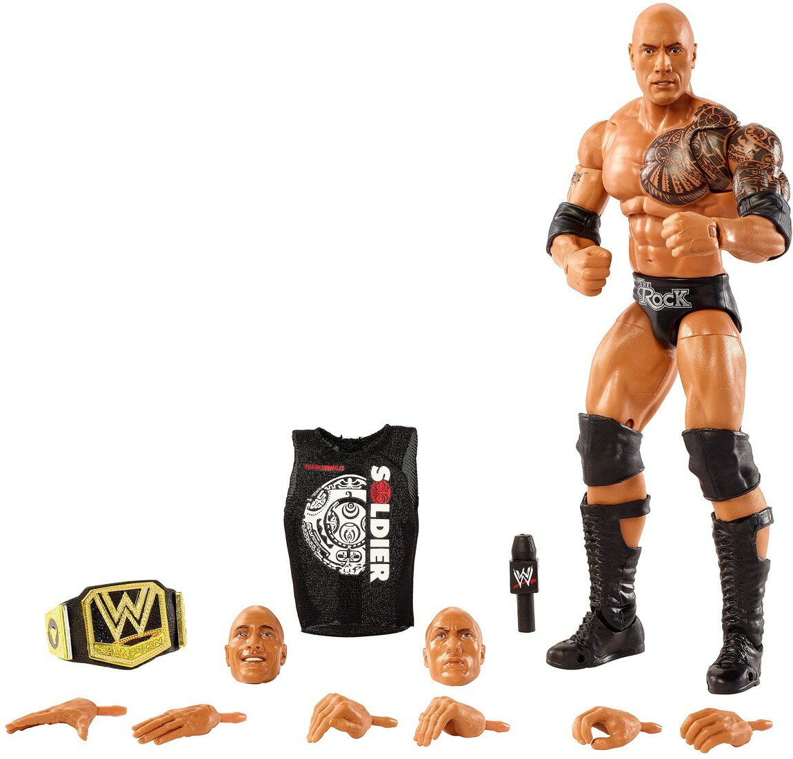 WWE アルティメットエディション ザ ロック アクションフィギュア 交換用パーツ チャンピオンベルト付属