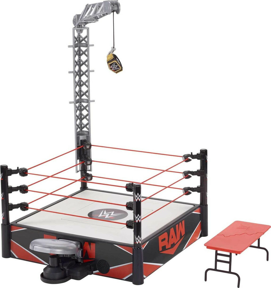 マテル WWE レッキン キックアウト リング プレイセット プロレスリング レフェリー機能 ギミック付き チャンピオンベルト 付属品