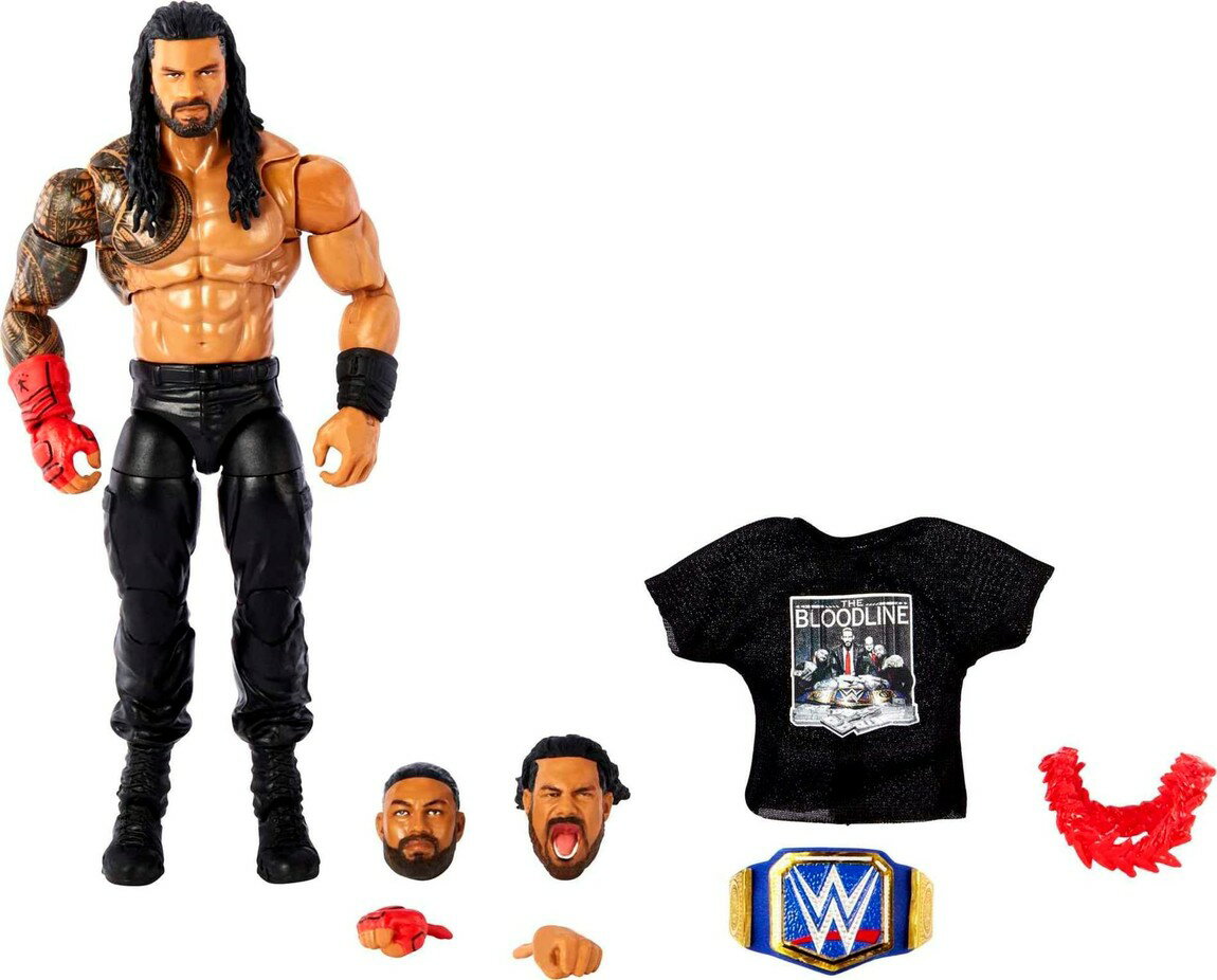 WWE アルティメット エディション ローマン レインズ アクションフィギュア 交換用ヘッド ハンドパーツ チャンピオンベルト付属