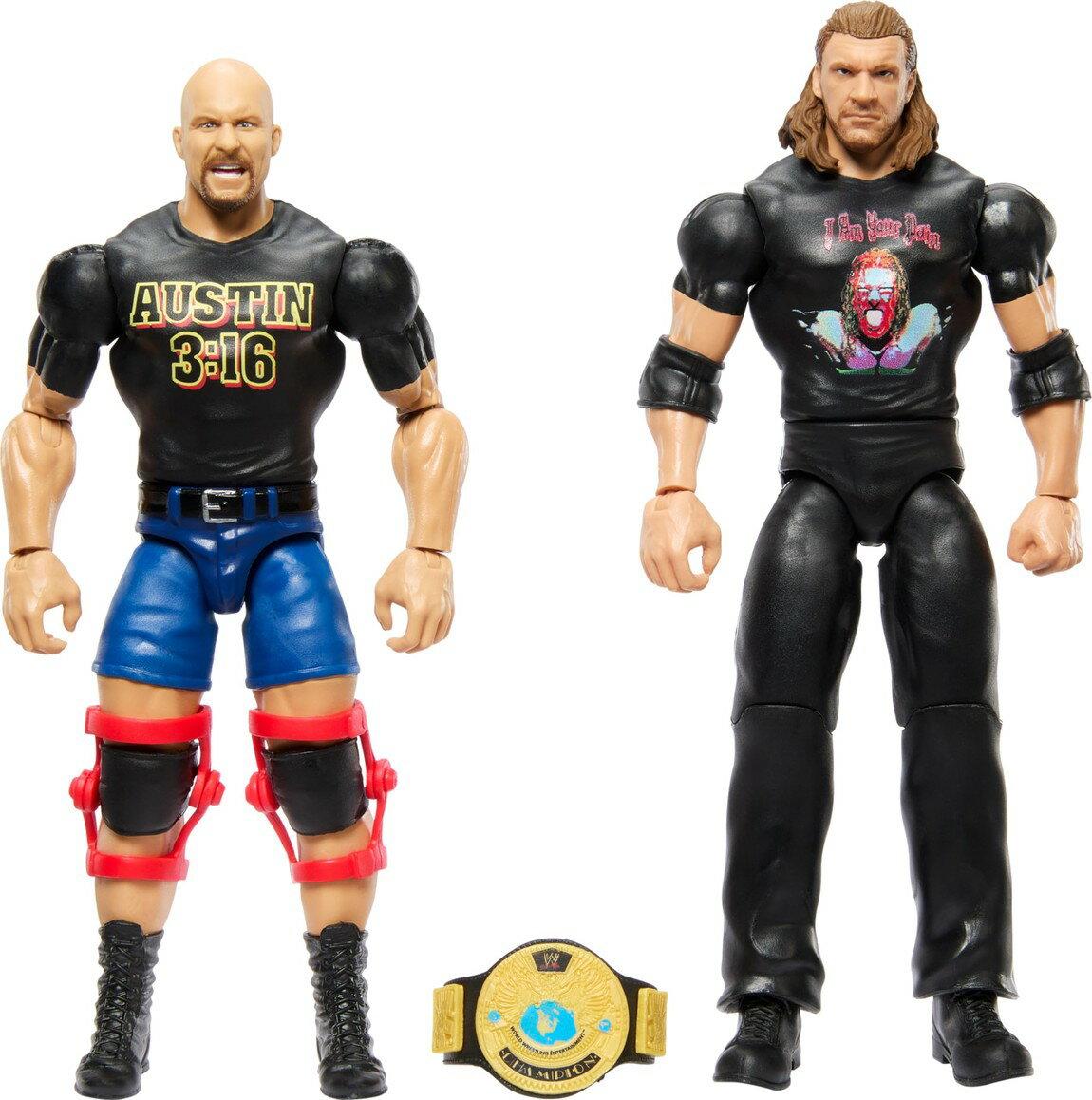 WWE チャンピオンシップ ショーダウン ストーン コールド スティーブ オースチン vs トリプルH アクションフィギュア 2体セット チャンピオンベルト付属