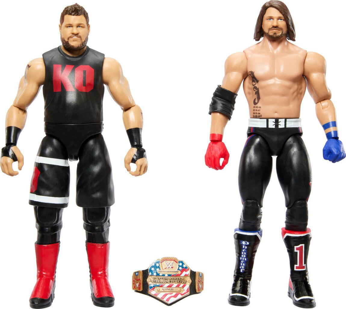 マテル WWE チャンピオンシップ ショーダウン 第15弾 ケビン オーエンズ vs AJスタイルズ アクションフィギュア 2体セット チャンピオンベルト付属