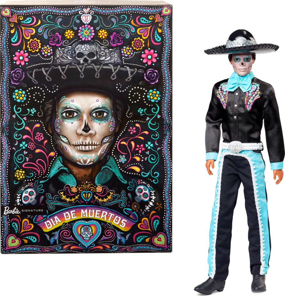バービー シグネチャー ドール 2024 Dia De Muertos ケン コレクタブル ブラックスーツ スカイブルーア..