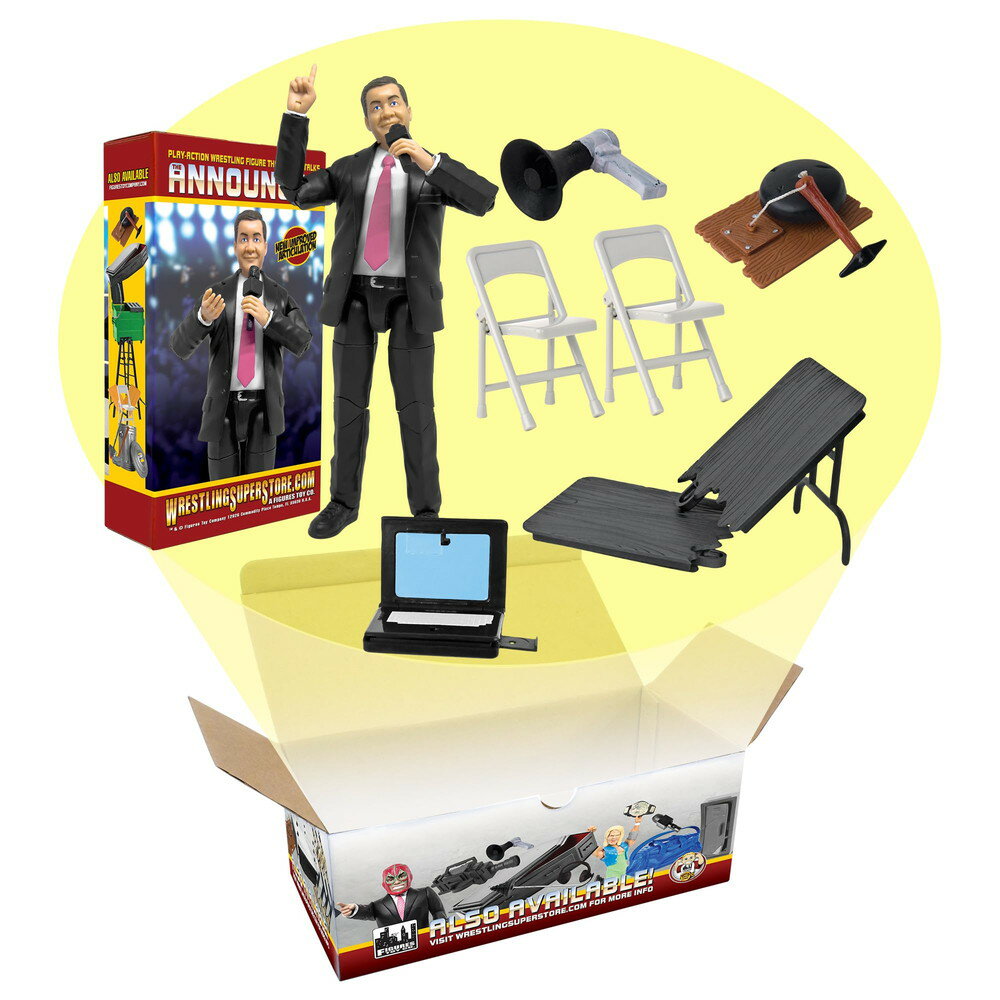プロレス アクションフィギュア用 トーキング リングアナウンサー & アクセサリーセット