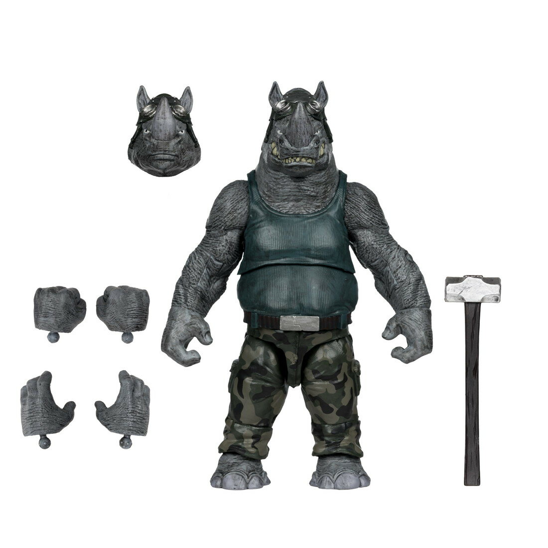 Rakuten - McFarlane Toys Teenage Mutant Ninja Turtles Rocksteady アクションフィギュア 5インチ 可動式