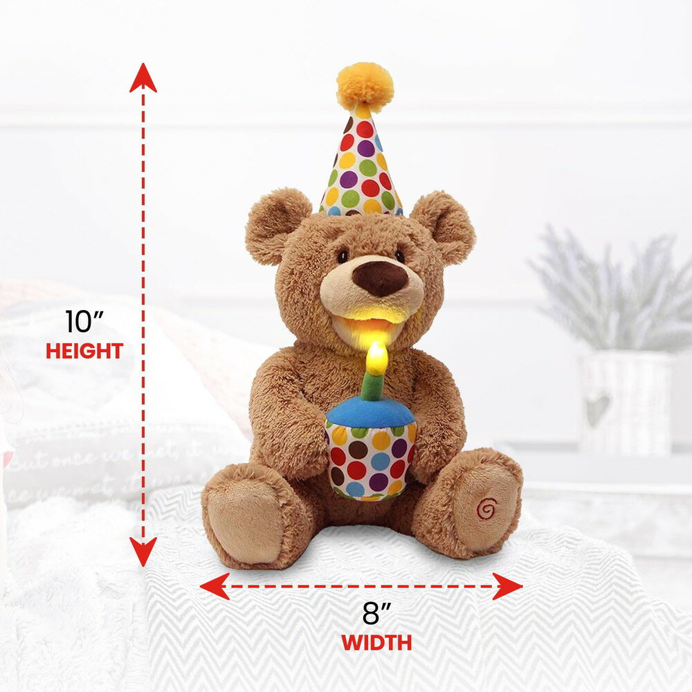 GUND ハッピーバースデー テディベア 動くぬいぐるみ 暗闇で光る 歌うおもちゃ ブ...
