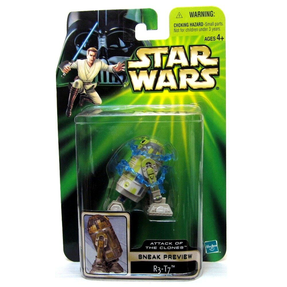 商品説明 商品の特徴・スターウォーズ エピソード2 クローンの攻撃 スニークプレビュー R3-T7 アクションフィギュア・フィギュアサイズ：約9.5cm・透明な頭部からR3の内部構造が見える仕様・頭部を回転させるとクリック音が鳴る機能付き・3本の可動式脚部（うち1本は格納可能）・バトルダメージ塗装が施されたリアルな外観・取り外し可能な青色の電撃エフェクトパーツ付属ご注意事項・商品の色・デザインが異なる場合があります・説明書が付属する場合は、英語表記になります付属品・R3-T7フィギュア本体1体・電撃エフェクトパーツ1個 商品について 本製品は海外からの輸入品です。取扱説明書が付属する場合は英語表記となり、日本語説明書は付属しておりません。 ご注意 商品イメージは極力商品本来の色が出るよう注意していますが、 ご覧になる環境（ディスプレイ機器、画面解像度） などにより、 若干の違いが出ることがあります。在庫管理に関しましては細心の注意を払っておりますが、他サイトとの併売の為、在庫切れの場合がございます。万が一売り切れの場合はメールご連絡させていただきます。 納期について お届けの目安を必ずご確認ください。