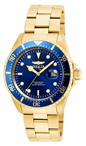 InvictaCrN^ Y Pro Diver Quartz Watch with Stainless Steel Strap, Gold, 22 (Model: 22063) rv