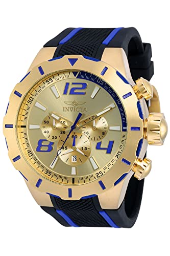 InvictaCrN^ 20107 Y S1 Rally Gold Tone Dial Black & Blue Polyurethane Strap NmOt Watch rv