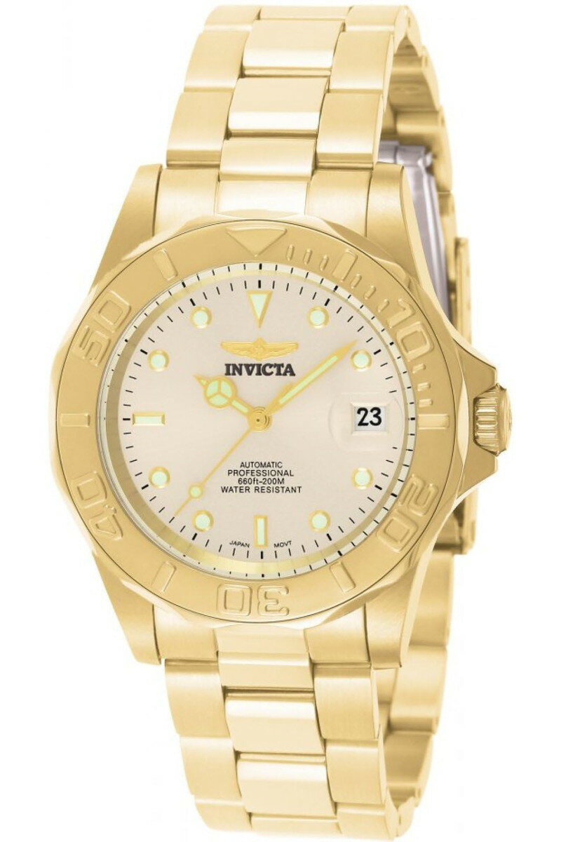Invictaインビクタ プロダイバー 自動巻き 腕時計 ゴールドトーン ステンレスバンド 9010