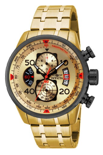 Invictaインビクタ 17205 アビエイター 日本製クォーツ ゴールド 腕時計 メンズ Invictaインビクタ 17205 アビエイター 日本製クォーツ ゴールド 腕時計 メンズ